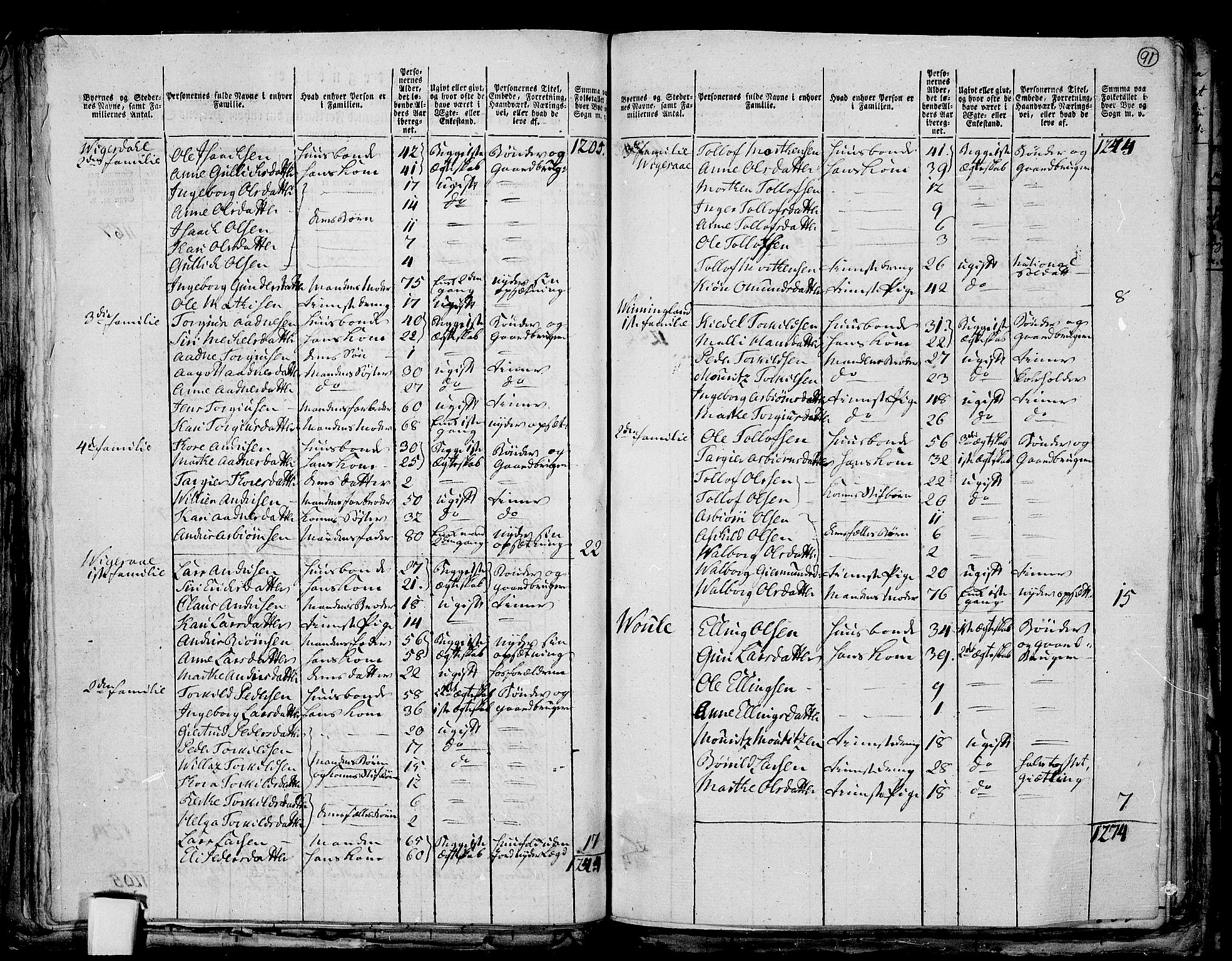 RA, 1801 census for 1115P Helleland, 1801, p. 90b-91a