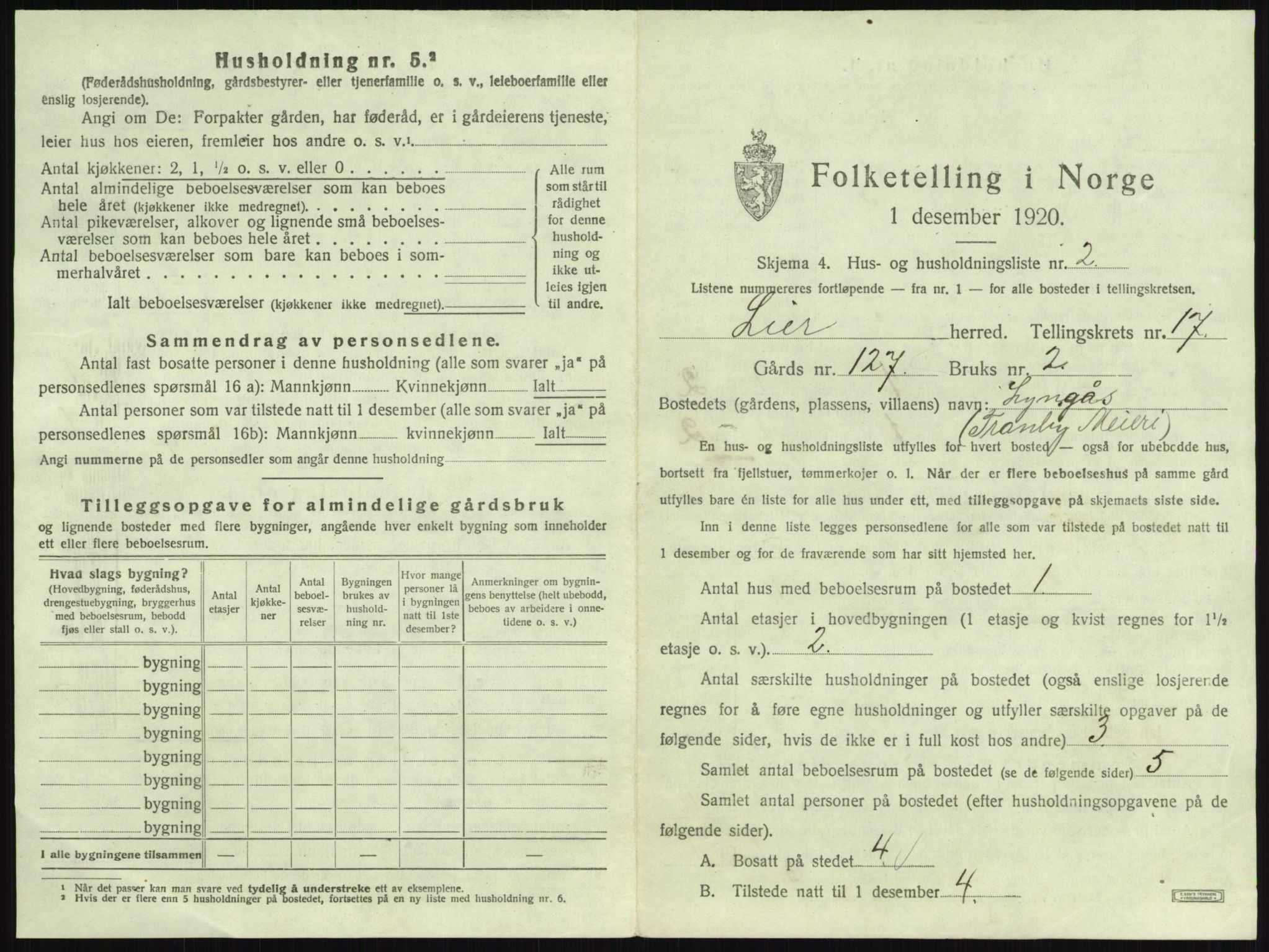 SAKO, 1920 census for Lier, 1920, p. 2901