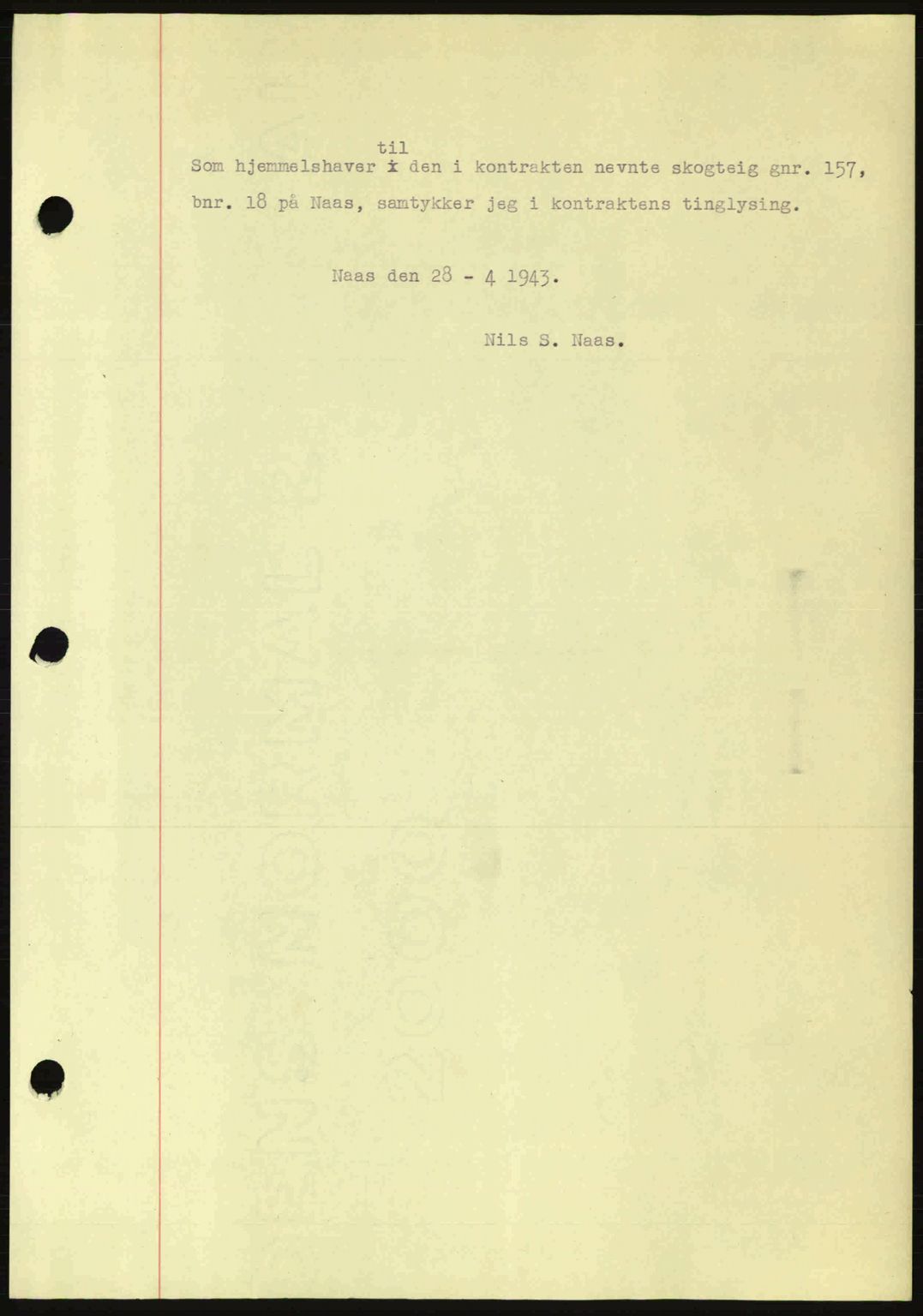 Nordmøre sorenskriveri, AV/SAT-A-4132/1/2/2Ca: Mortgage book no. B90, 1942-1943, Diary no: : 1261/1943