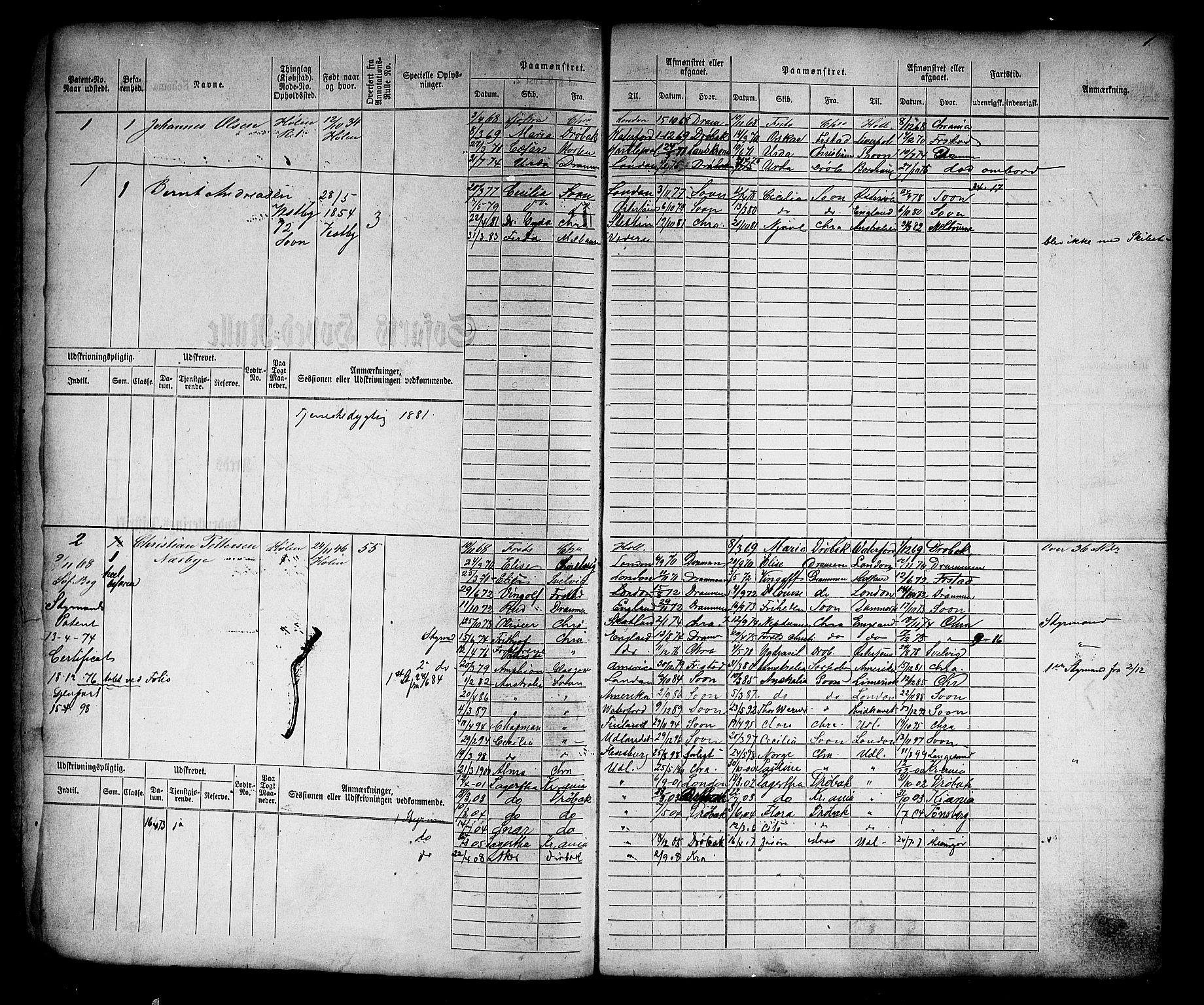 Son mønstringskontor, AV/SAO-A-10569e/F/Fc/Fcb/L0002: Hovedrulle, 1868-1881, p. 3