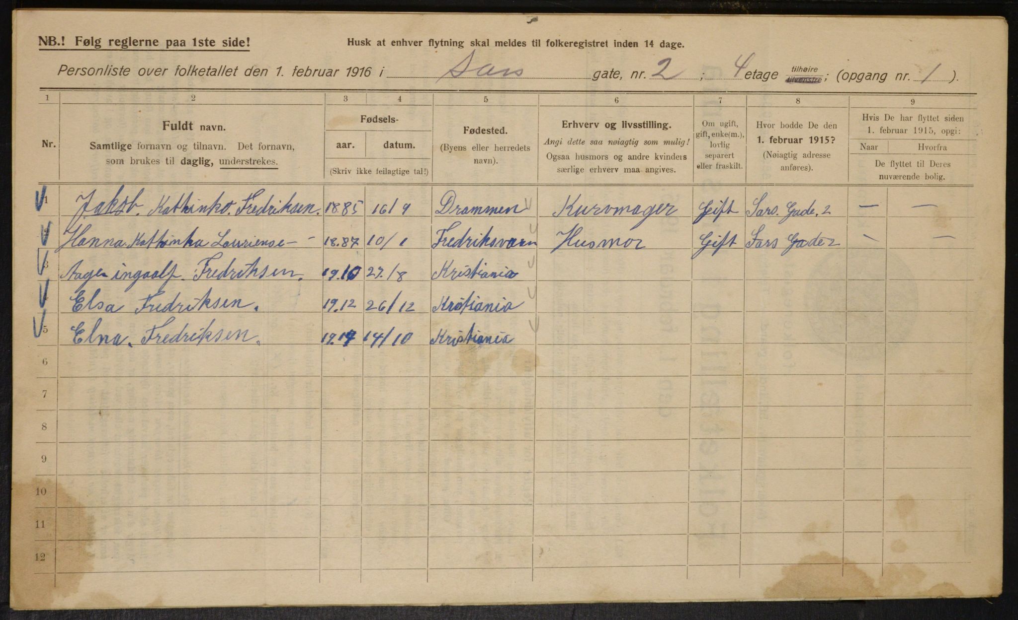 OBA, Municipal Census 1916 for Kristiania, 1916, p. 91408