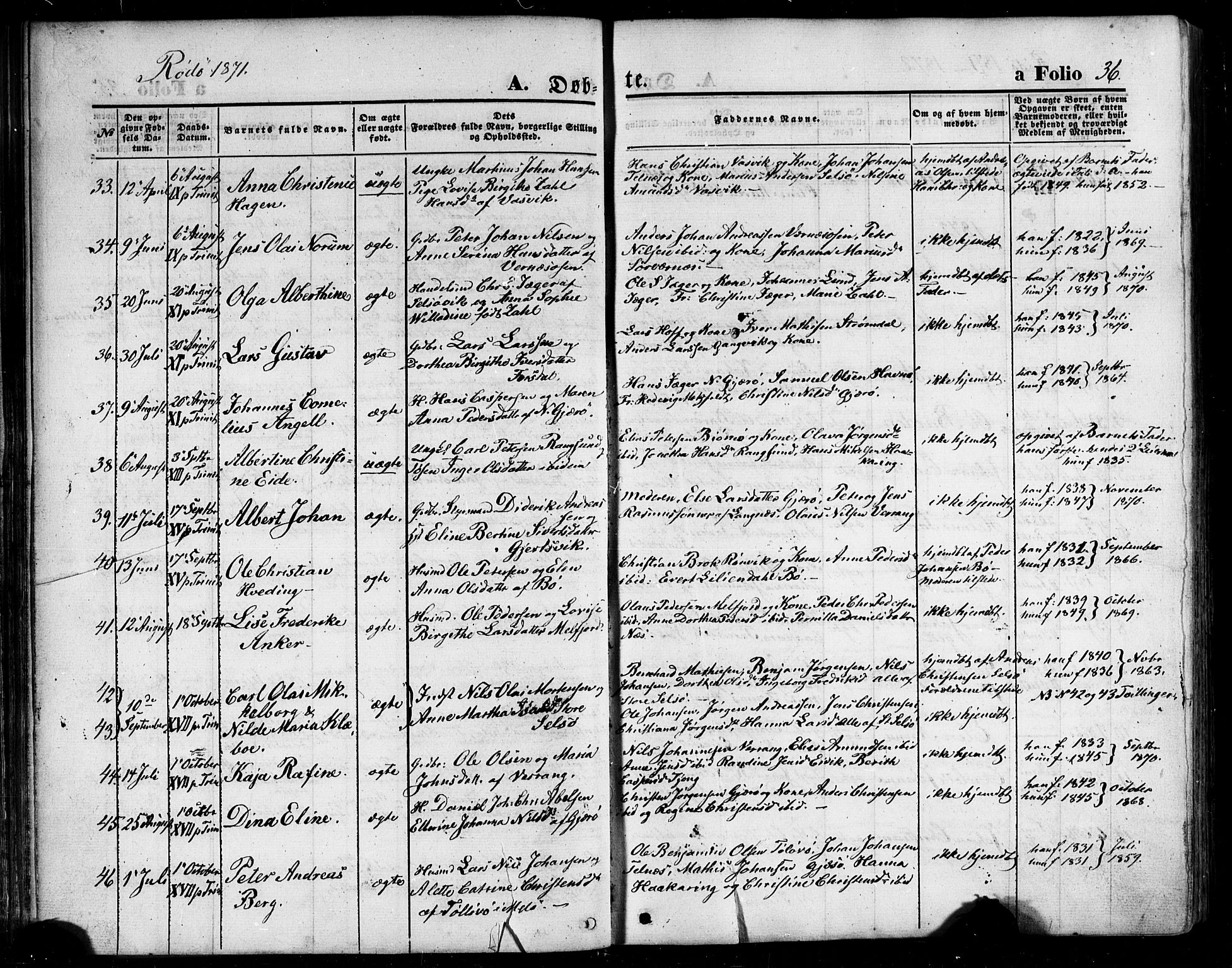 Ministerialprotokoller, klokkerbøker og fødselsregistre - Nordland, SAT/A-1459/841/L0606: Parish register (official) no. 841A10, 1860-1877, p. 36