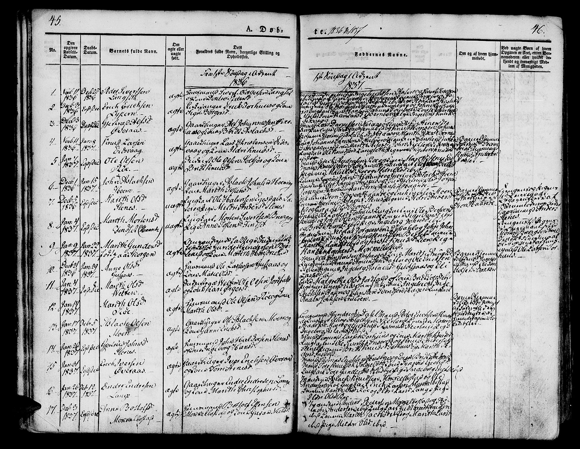 Ministerialprotokoller, klokkerbøker og fødselsregistre - Møre og Romsdal, SAT/A-1454/551/L0624: Parish register (official) no. 551A04, 1831-1845, p. 45-46