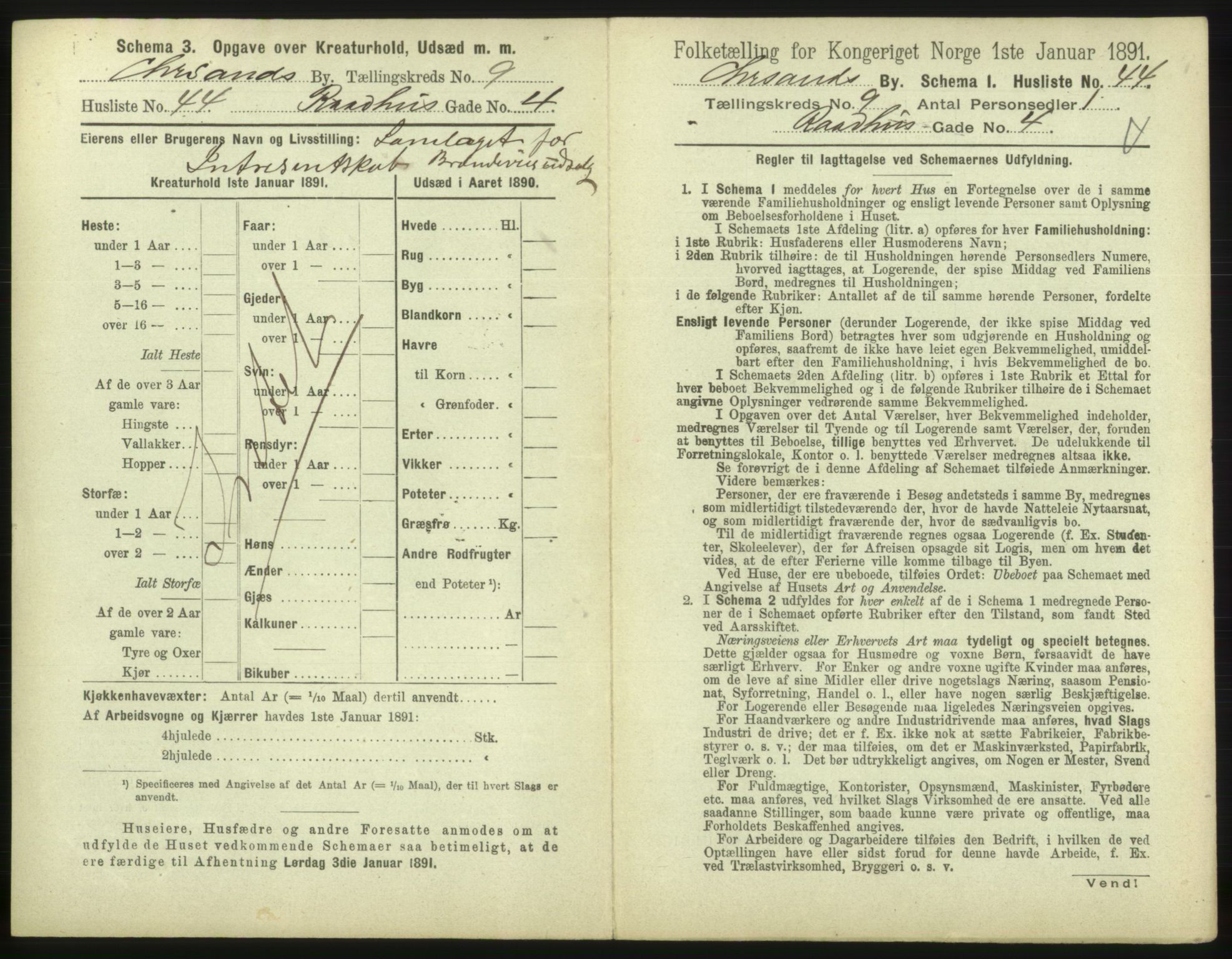 RA, 1891 census for 1001 Kristiansand, 1891, p. 700