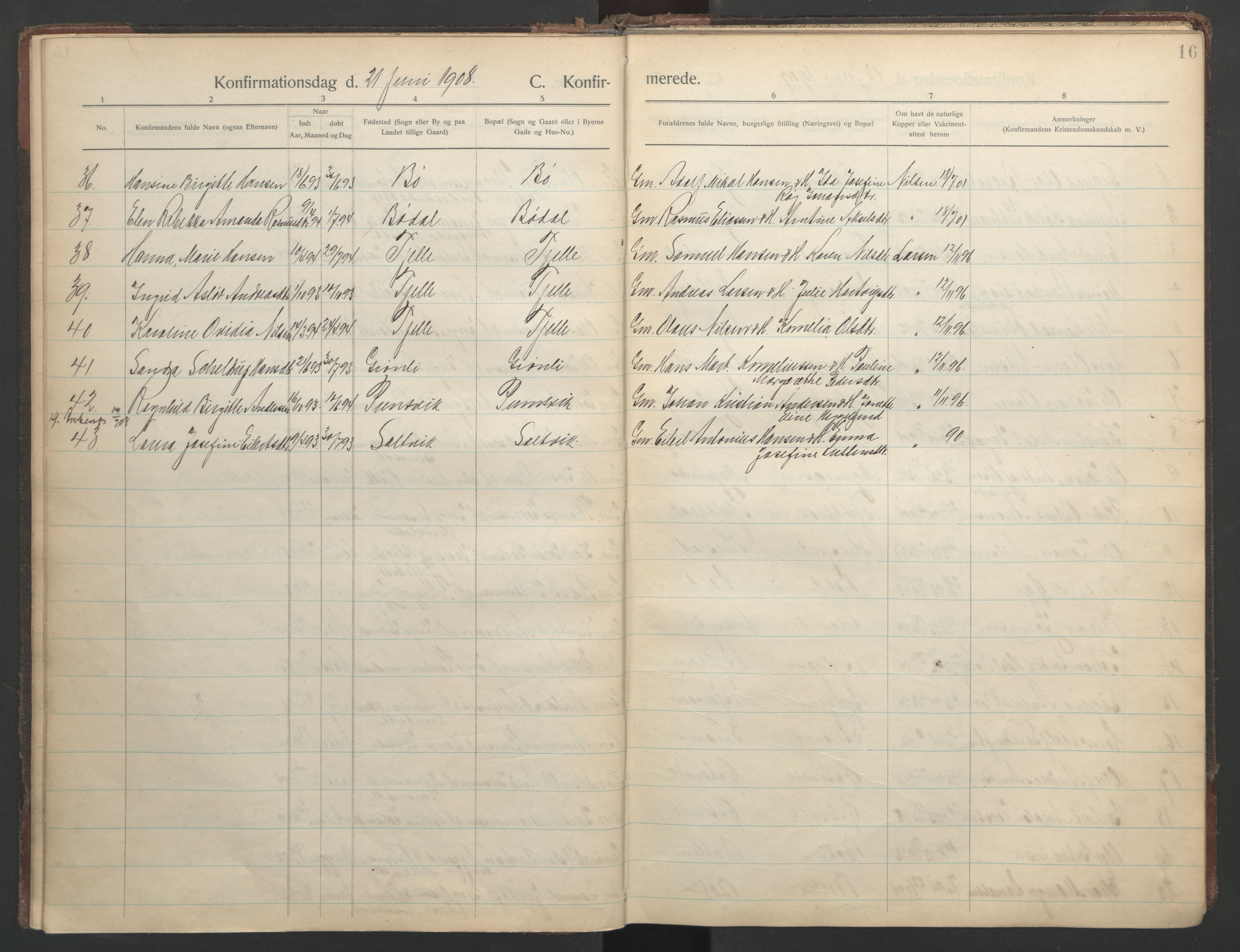 Ministerialprotokoller, klokkerbøker og fødselsregistre - Nordland, AV/SAT-A-1459/863/L0901: Parish register (official) no. 863A13, 1906-1934, p. 16