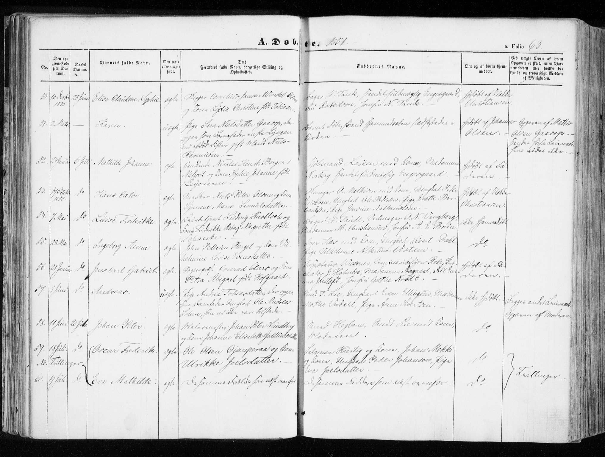 Hammerfest sokneprestkontor, SATØ/S-1347/H/Ha/L0004.kirke: Parish register (official) no. 4, 1843-1856, p. 63