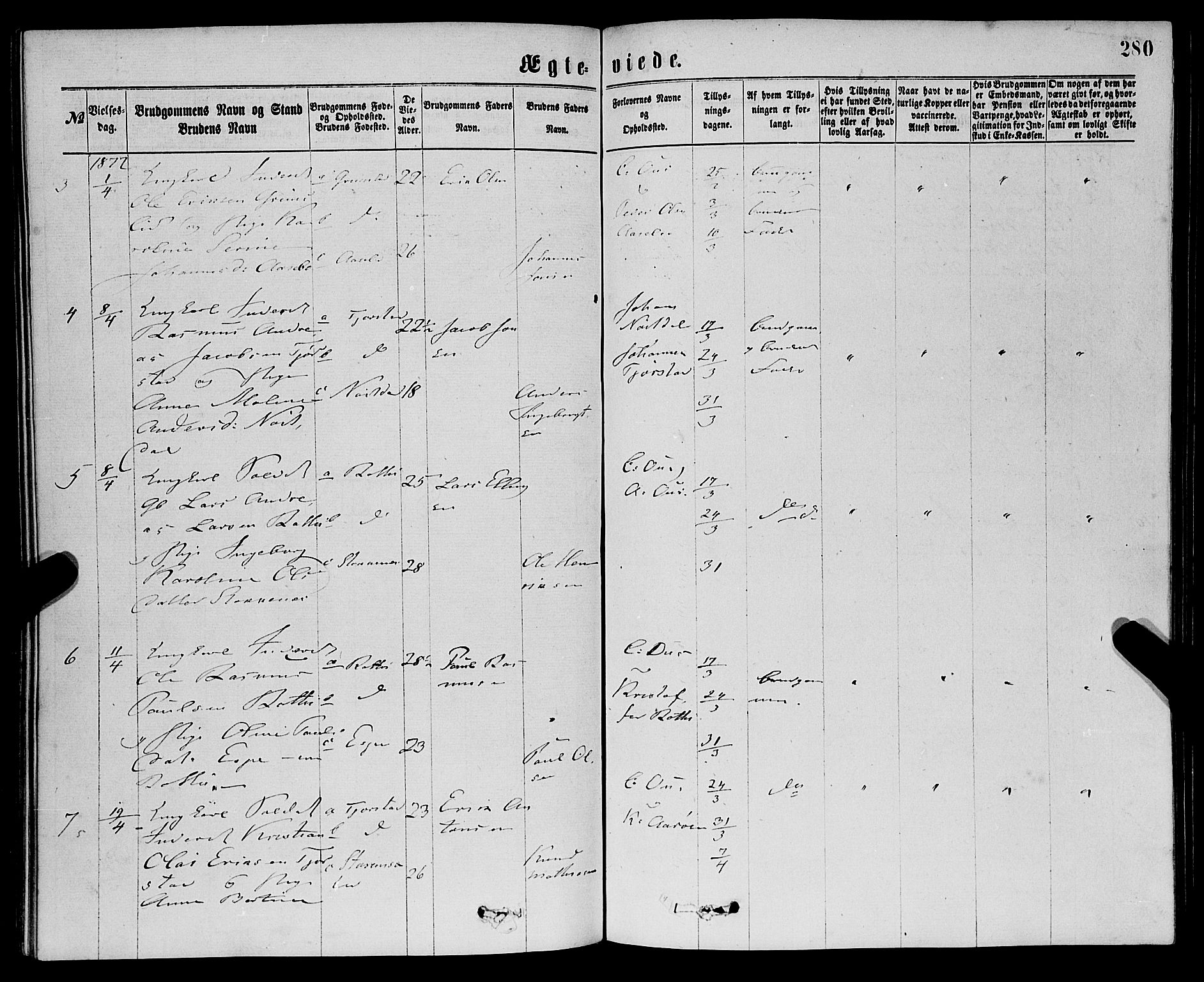 Eid sokneprestembete, AV/SAB-A-82301/H/Haa/Haaa/L0010: Parish register (official) no. A 10, 1867-1878, p. 280