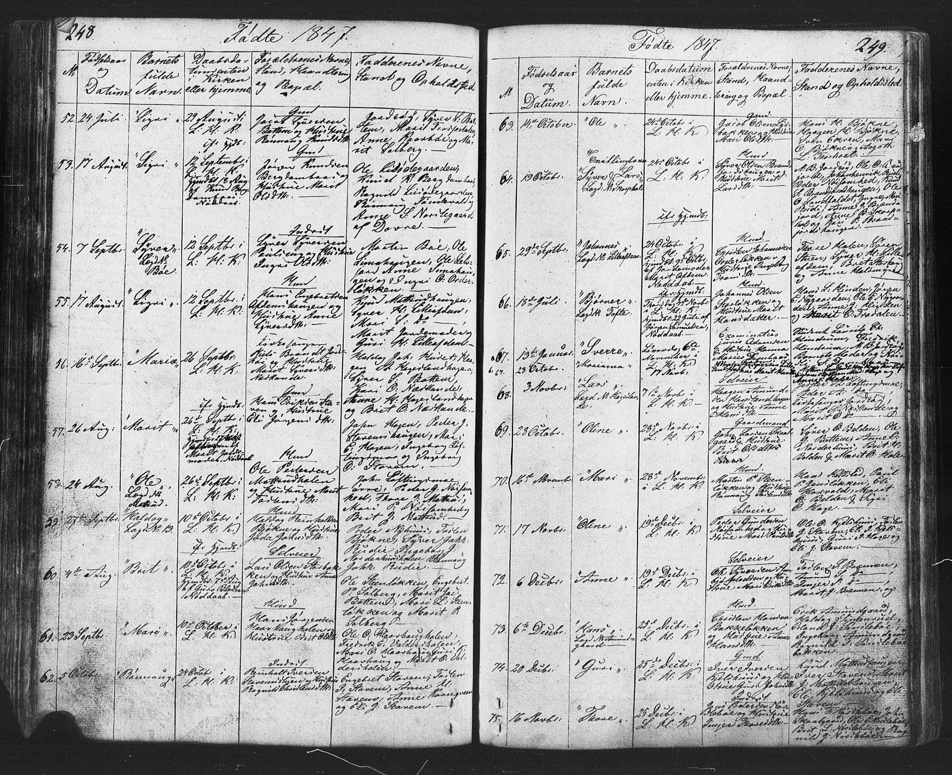 Lesja prestekontor, AV/SAH-PREST-068/H/Ha/Hab/L0002: Parish register (copy) no. 2, 1832-1850, p. 248-249