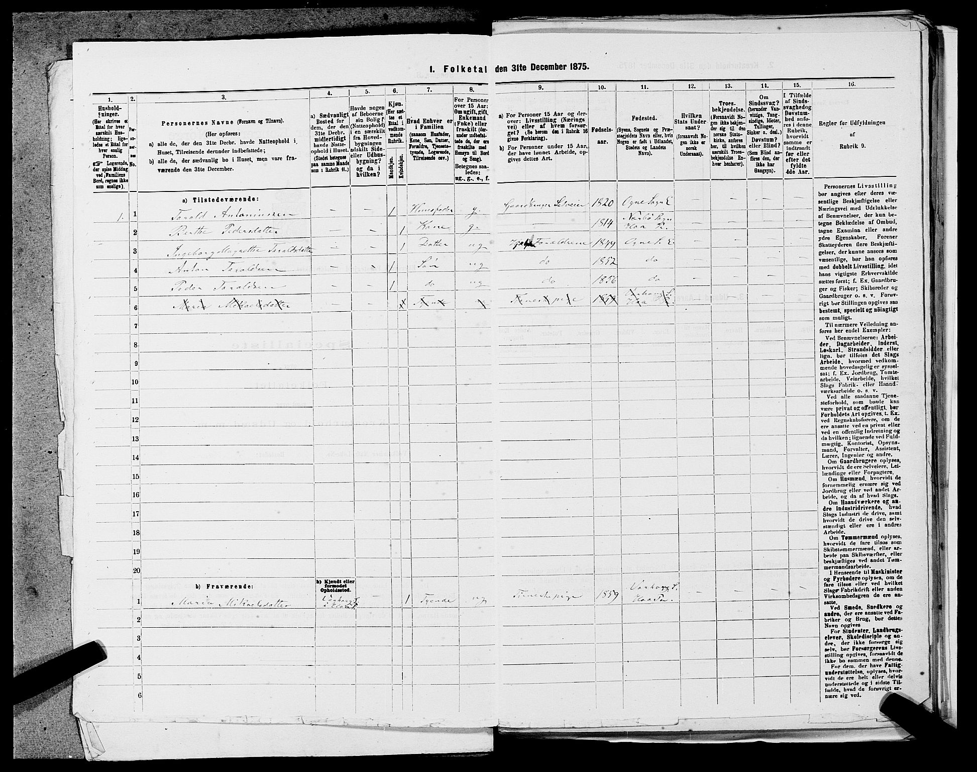 SAST, 1875 census for 1116L Eigersund/Eigersund og Ogna, 1875, p. 1102