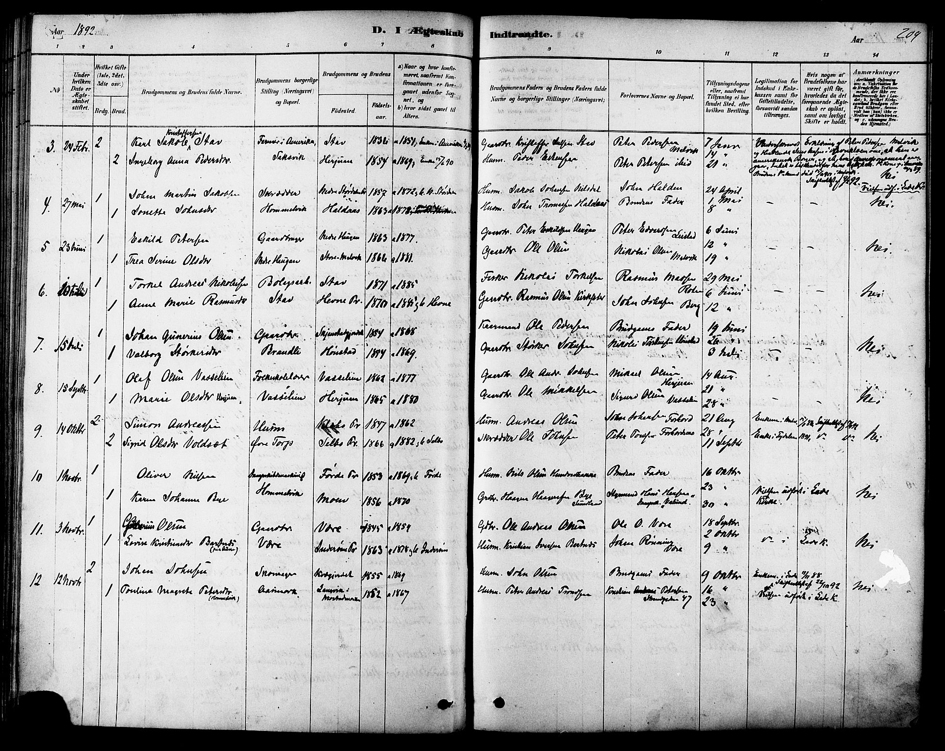 Ministerialprotokoller, klokkerbøker og fødselsregistre - Sør-Trøndelag, SAT/A-1456/616/L0410: Parish register (official) no. 616A07, 1878-1893, p. 209