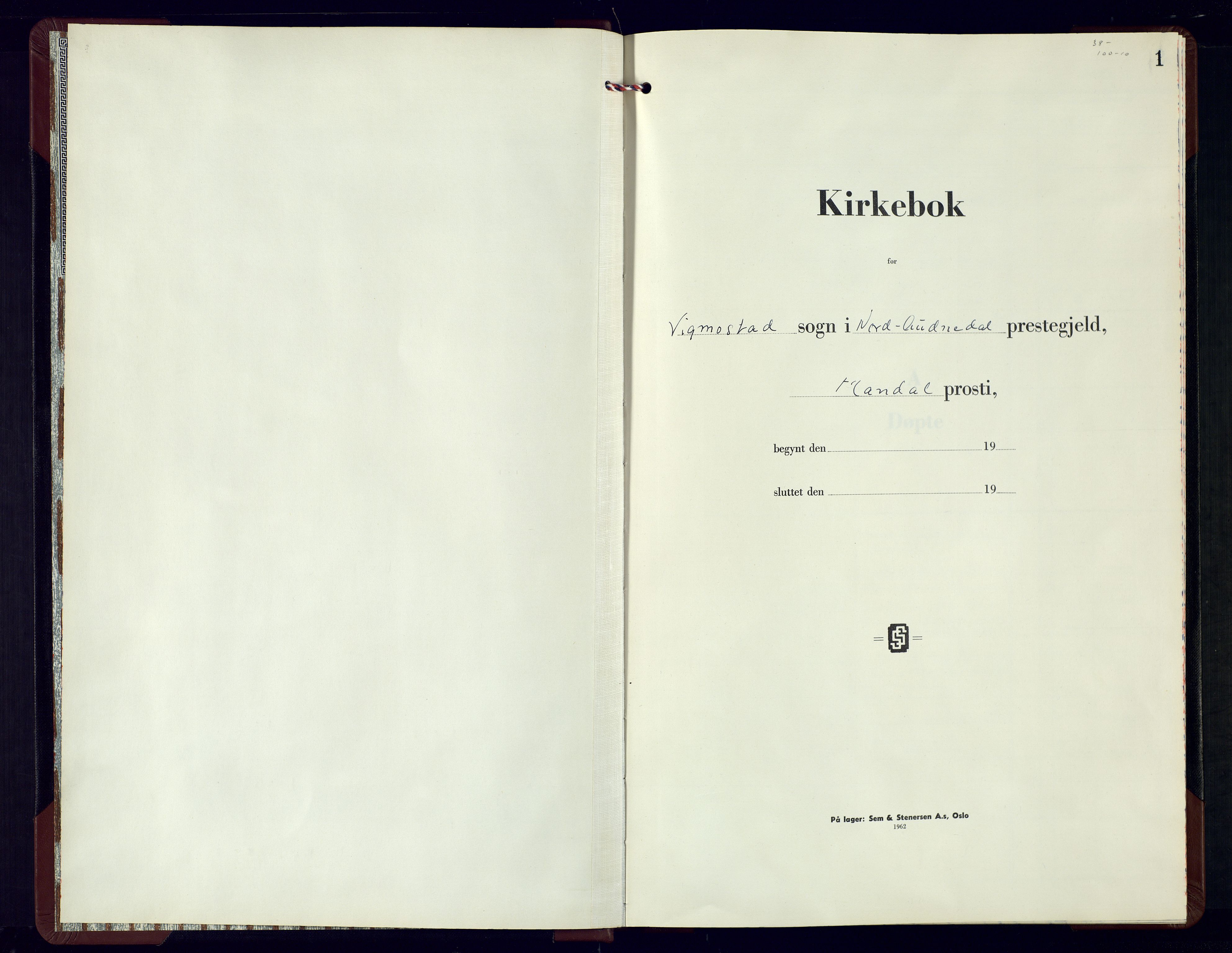 Nord-Audnedal sokneprestkontor, AV/SAK-1111-0032/F/Fb/Fbb/L0008: Parish register (copy) no. B-8, 1964-1970, p. 1