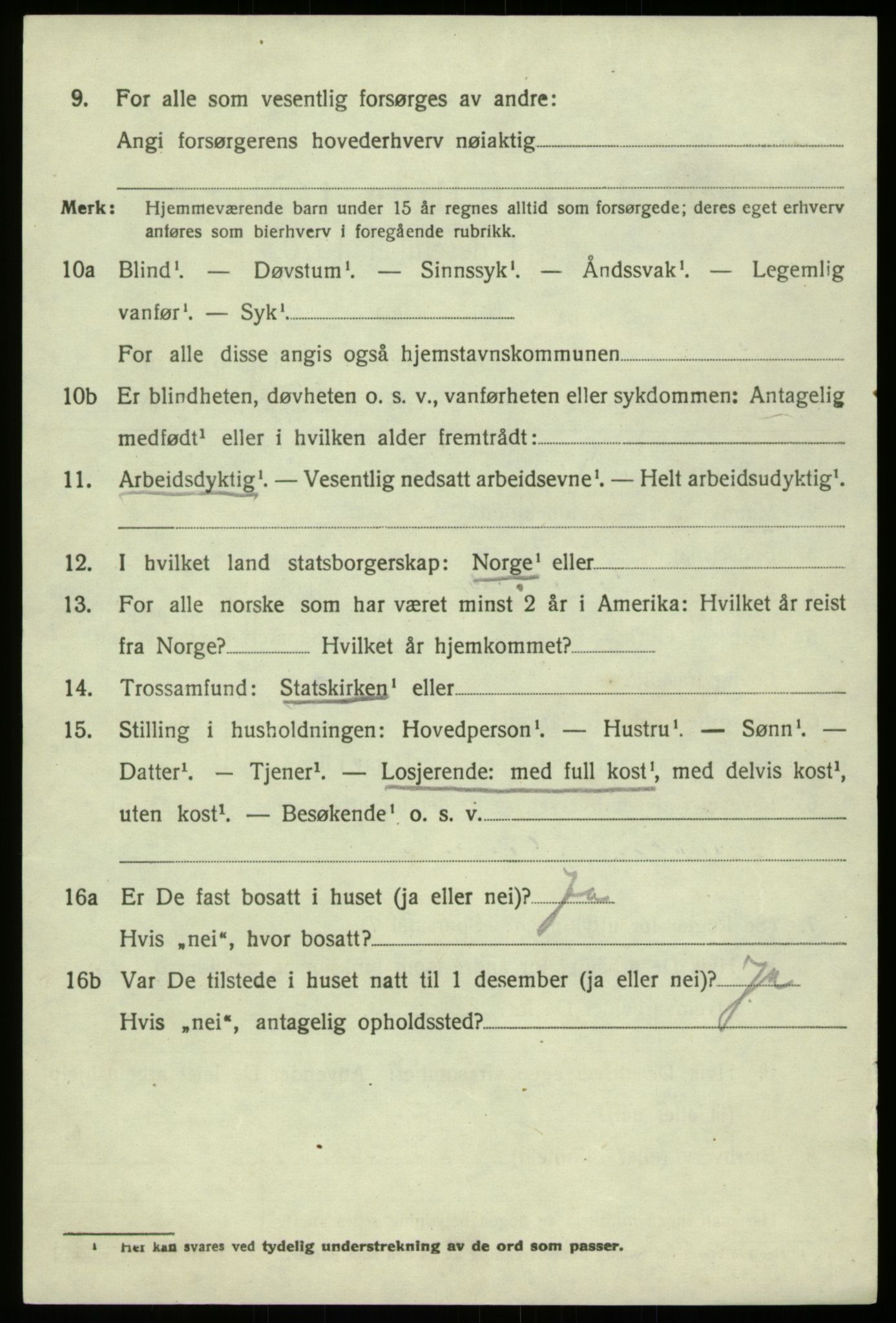 SAB, 1920 census for Hosanger, 1920, p. 4226