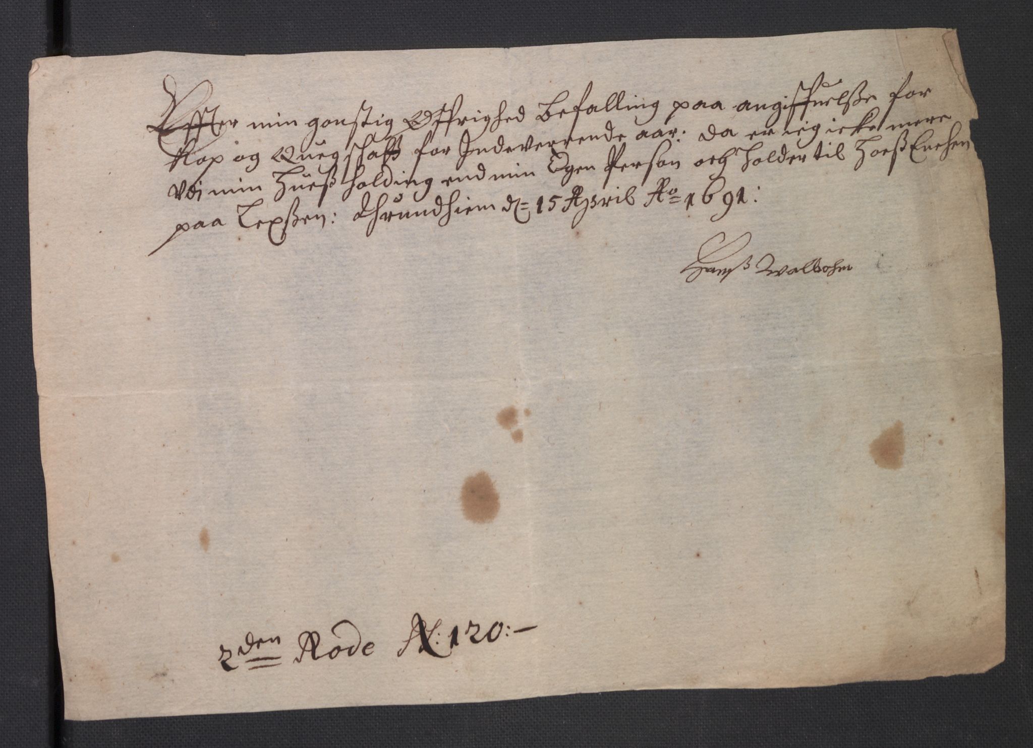 Rentekammeret inntil 1814, Reviderte regnskaper, Byregnskaper, AV/RA-EA-4066/R/Rs/L0506: [S2] Kontribusjonsregnskap, 1691-1692, p. 165