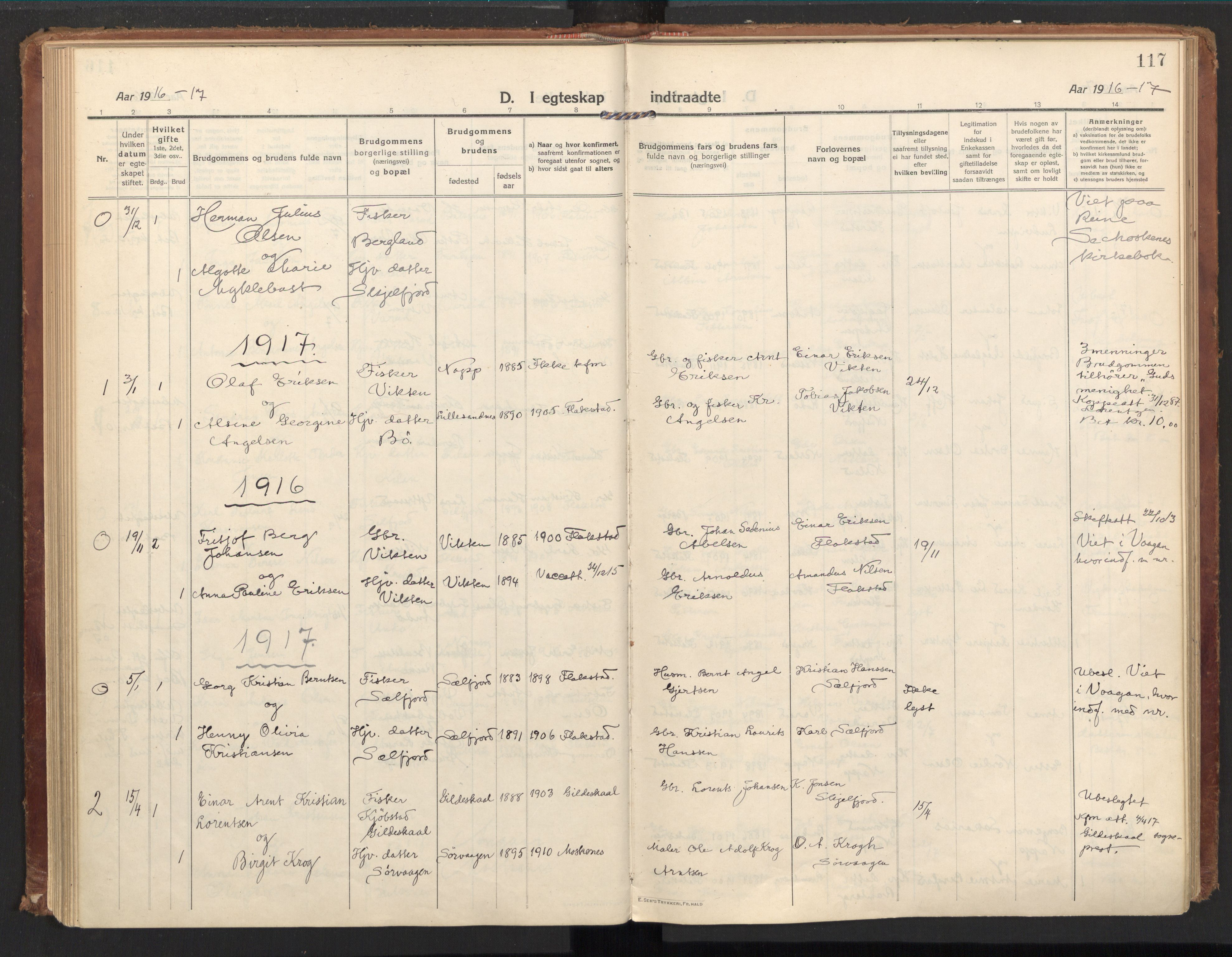 Ministerialprotokoller, klokkerbøker og fødselsregistre - Nordland, SAT/A-1459/885/L1210: Parish register (official) no. 885A10, 1916-1926, p. 117