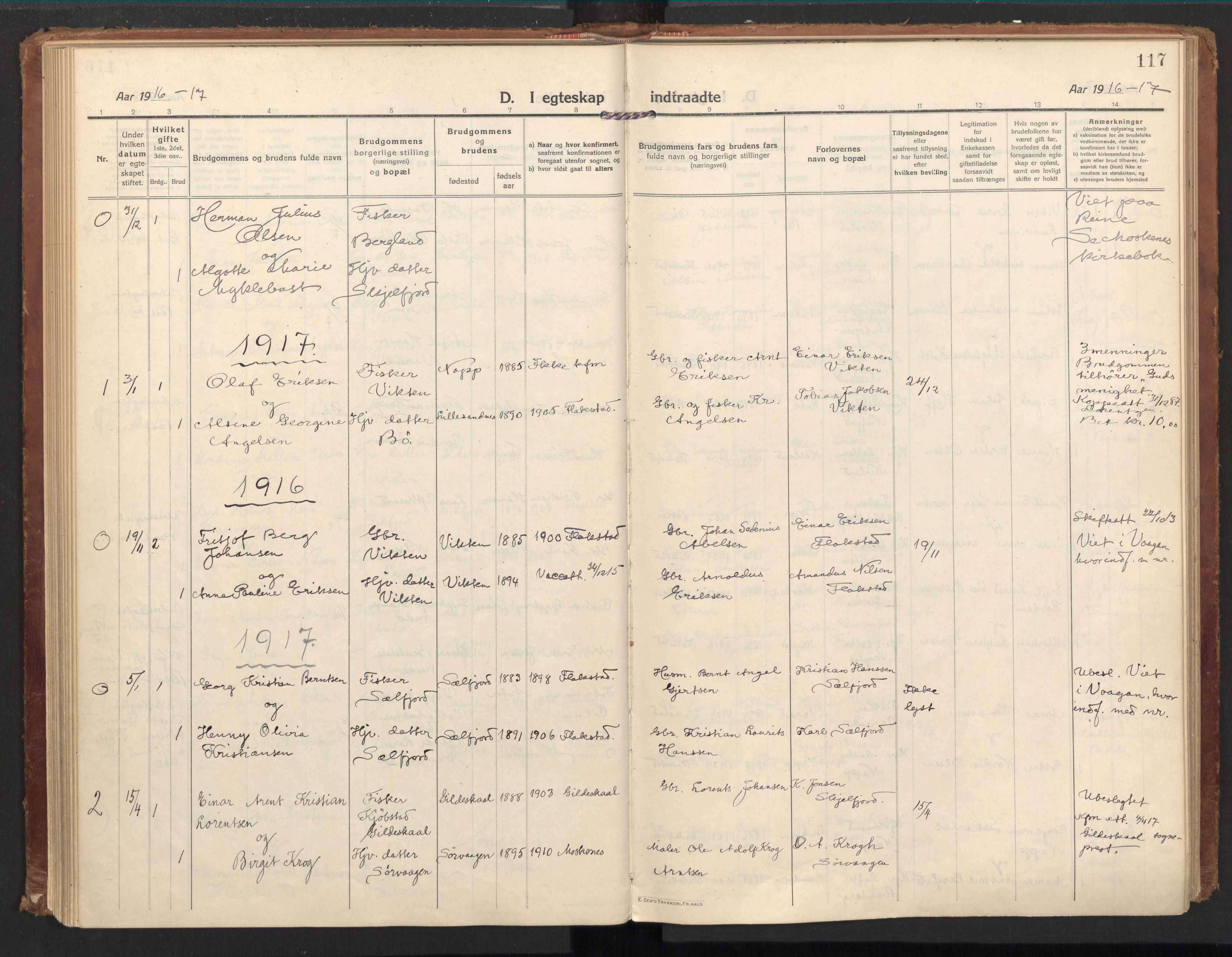 Ministerialprotokoller, klokkerbøker og fødselsregistre - Nordland, AV/SAT-A-1459/885/L1210: Parish register (official) no. 885A10, 1916-1926, p. 117