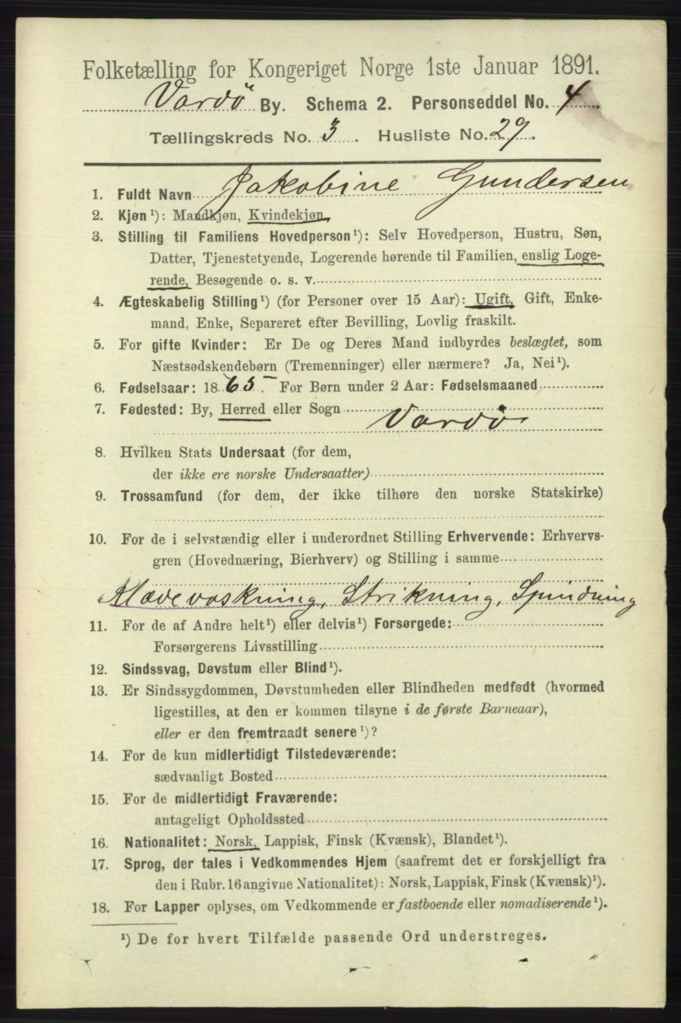 RA, 1891 census for 2002 Vardø, 1891, p. 1853