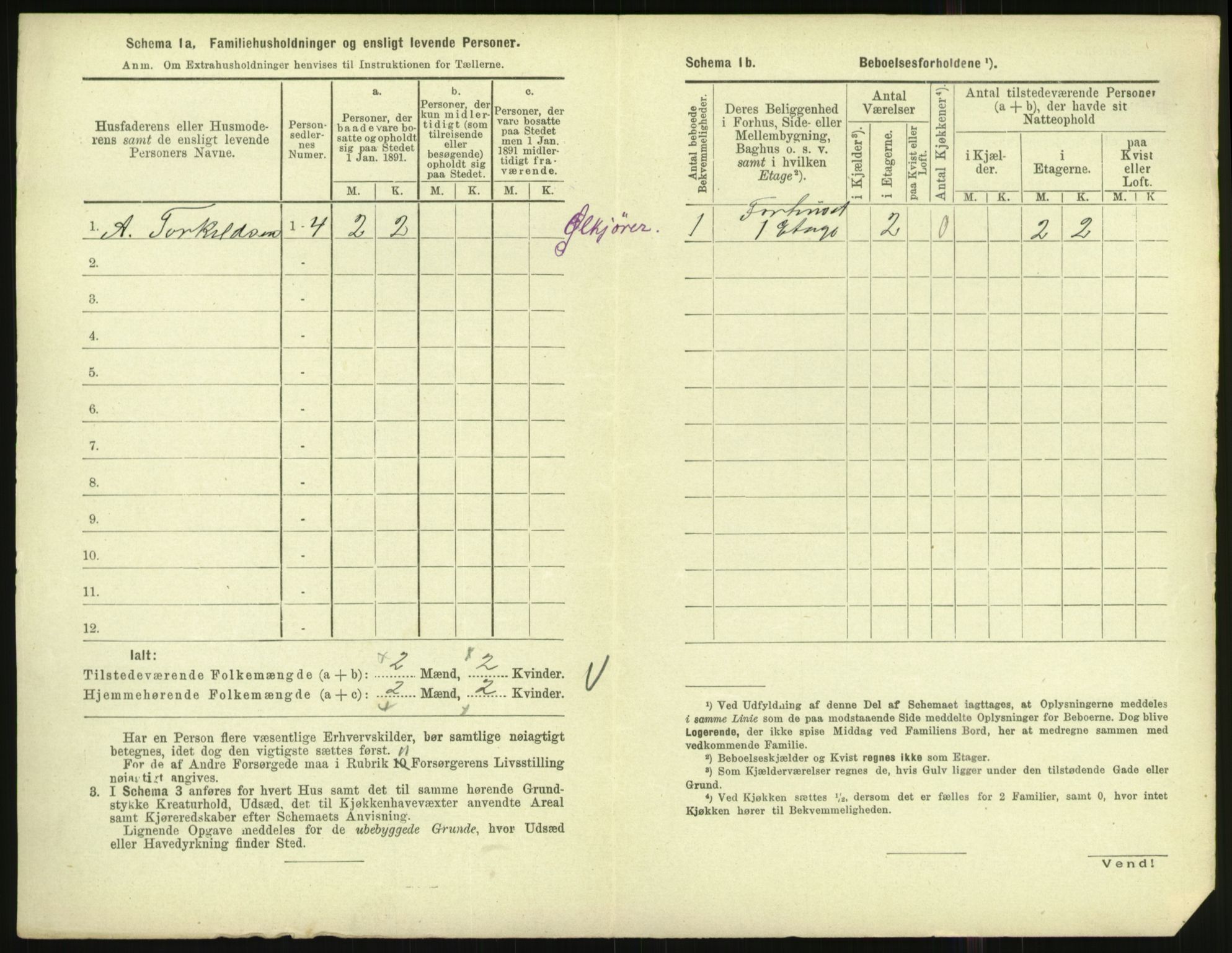 RA, 1891 census for 1001 Kristiansand, 1891, p. 1847