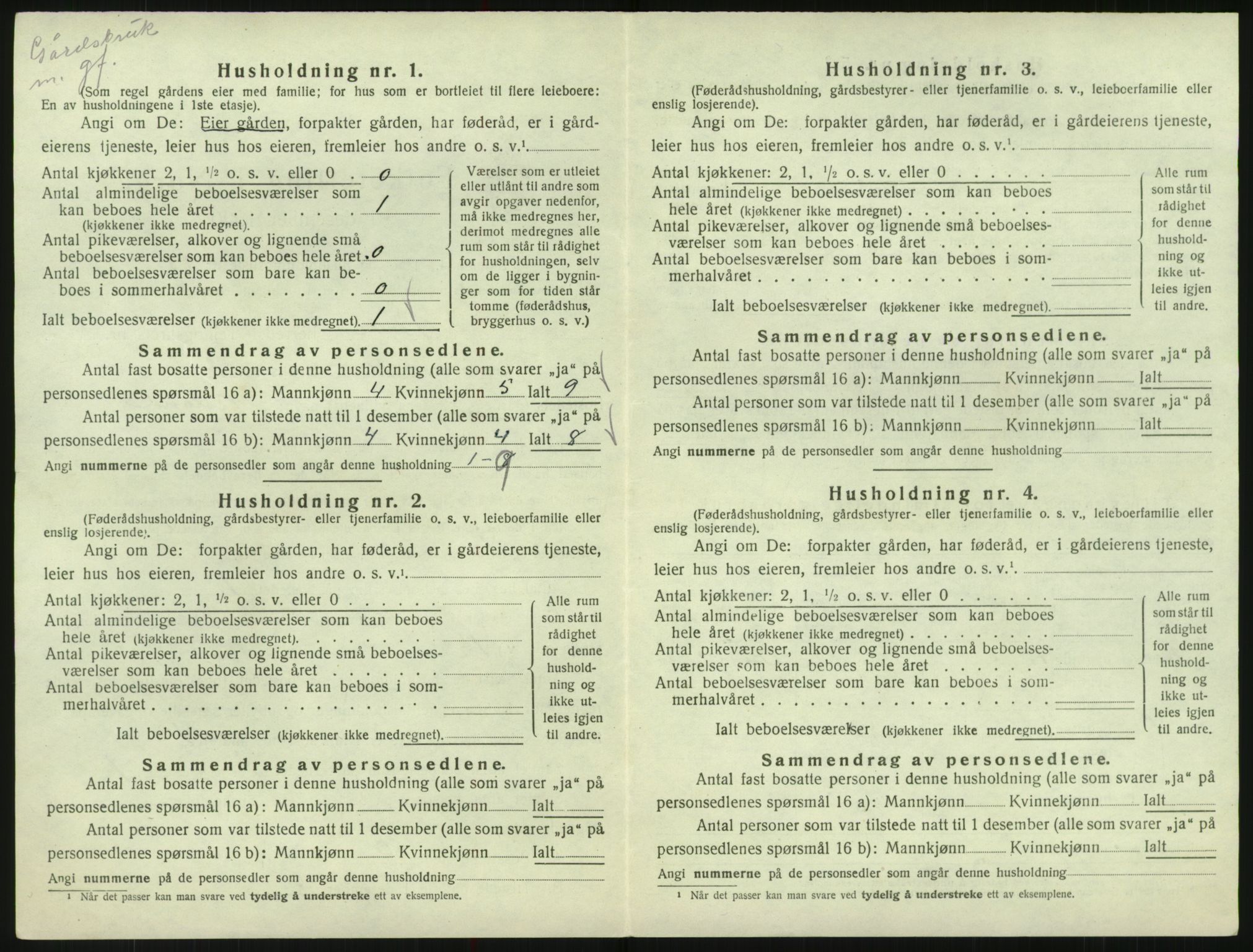 SAK, 1920 census for Bykle, 1920, p. 66