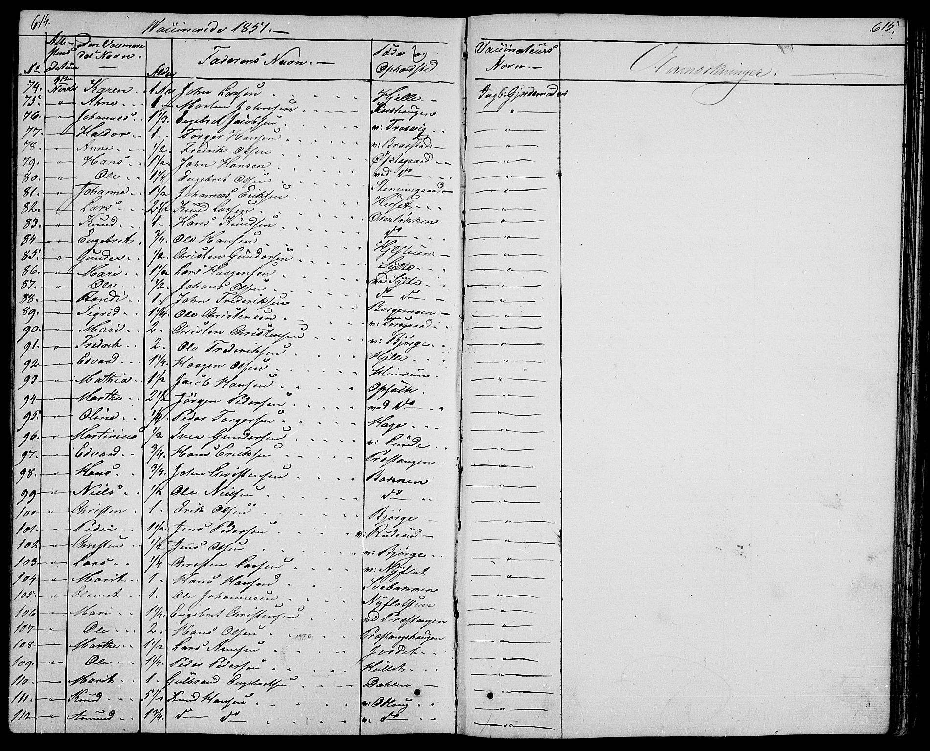 Ringebu prestekontor, SAH/PREST-082/H/Ha/Hab/L0002: Parish register (copy) no. 2, 1839-1853, p. 614-615