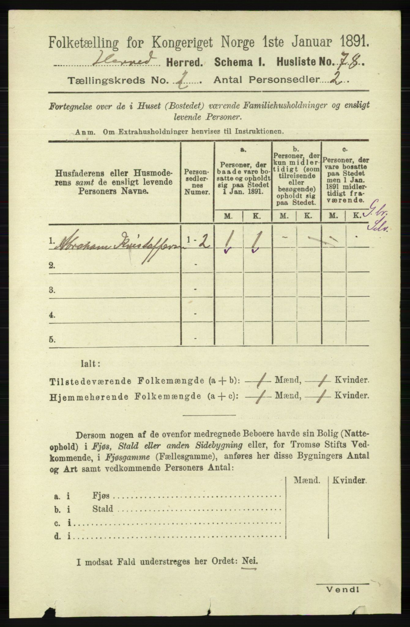 RA, 1891 census for 1039 Herad, 1891, p. 519