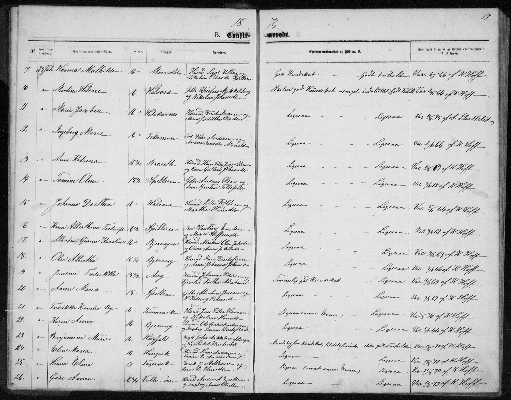 Ministerialprotokoller, klokkerbøker og fødselsregistre - Nordland, AV/SAT-A-1459/843/L0635: Parish register (copy) no. 843C04, 1872-1887, p. 17