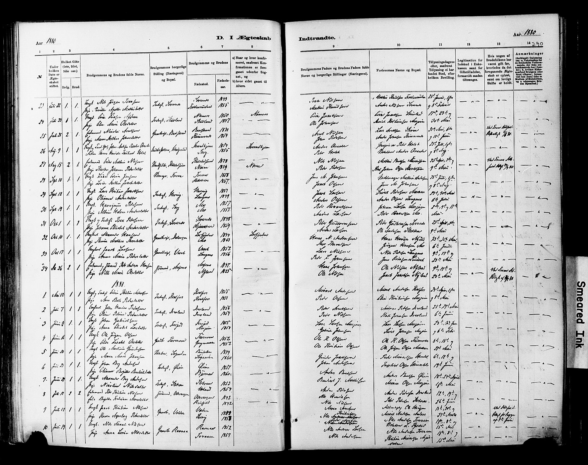 Ministerialprotokoller, klokkerbøker og fødselsregistre - Nordland, SAT/A-1459/820/L0295: Parish register (official) no. 820A16, 1880-1896, p. 290