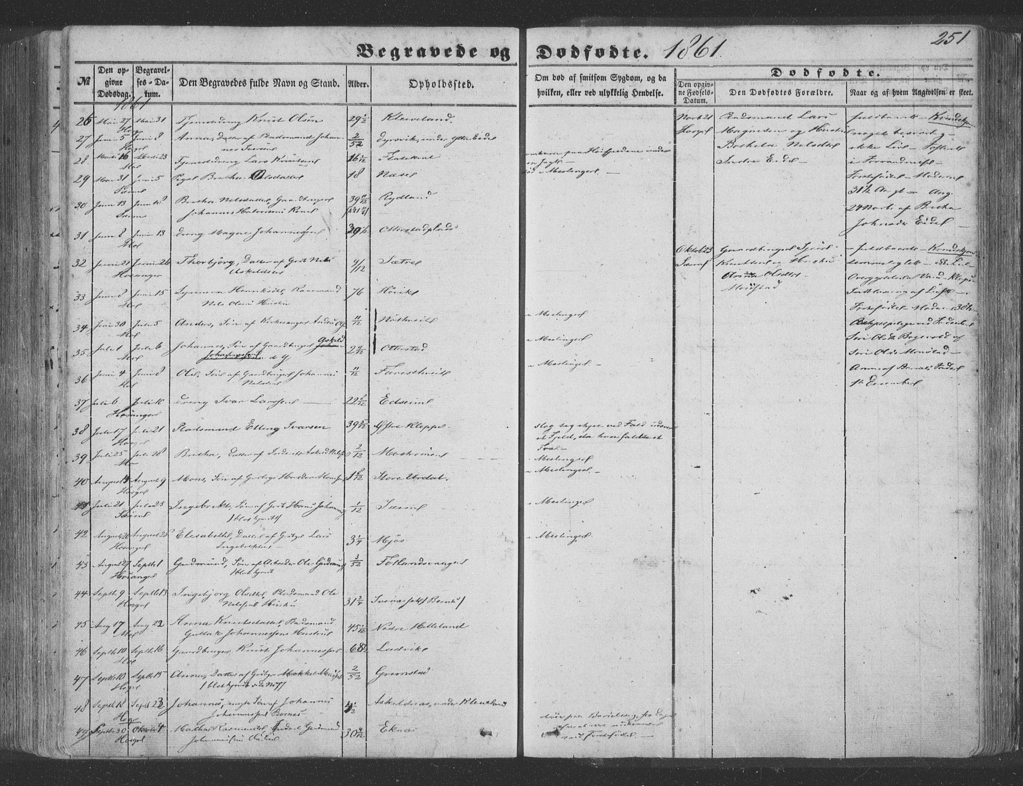 Hosanger sokneprestembete, SAB/A-75801/H/Haa: Parish register (official) no. A 8, 1849-1863, p. 251