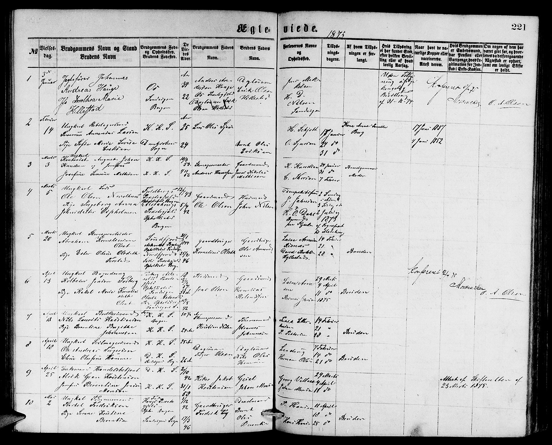 Sandviken Sokneprestembete, SAB/A-77601/H/Hb: Parish register (copy) no. A 1, 1867-1879, p. 221