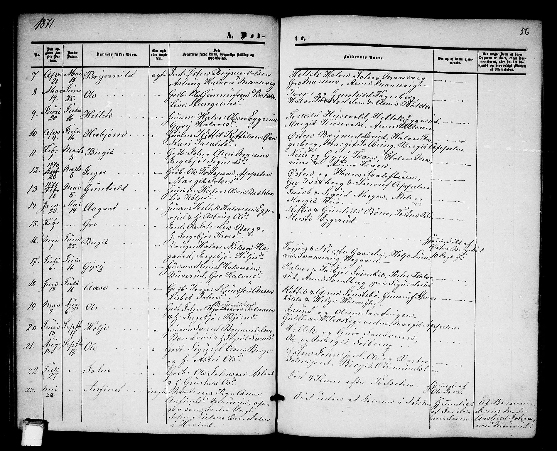 Tinn kirkebøker, SAKO/A-308/G/Ga/L0002: Parish register (copy) no. I 2, 1851-1883, p. 56