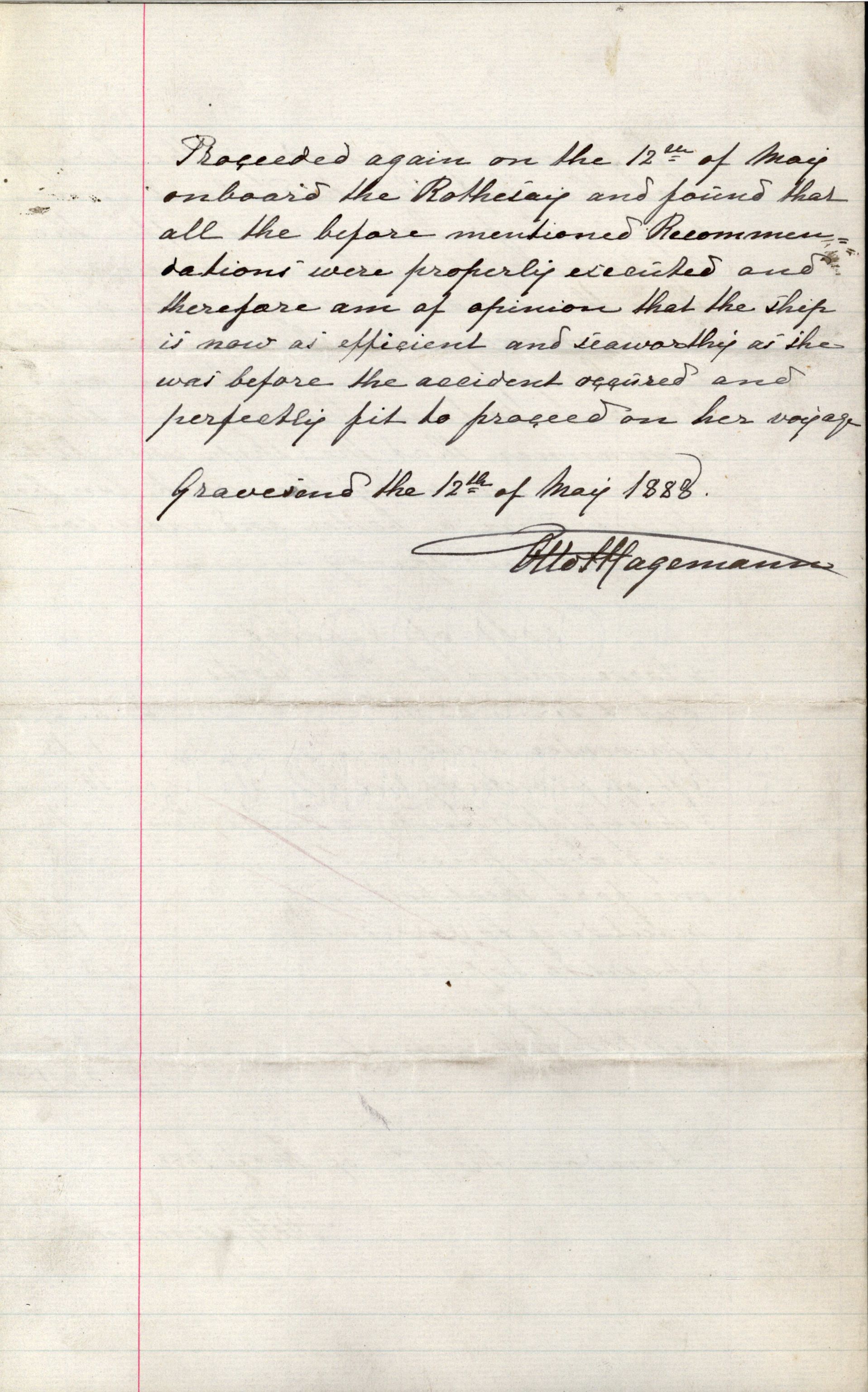 Pa 63 - Østlandske skibsassuranceforening, VEMU/A-1079/G/Ga/L0022/0002: Havaridokumenter / Resolve, Ragnhild, Respit, Rothesay, Skjold, 1888, p. 13