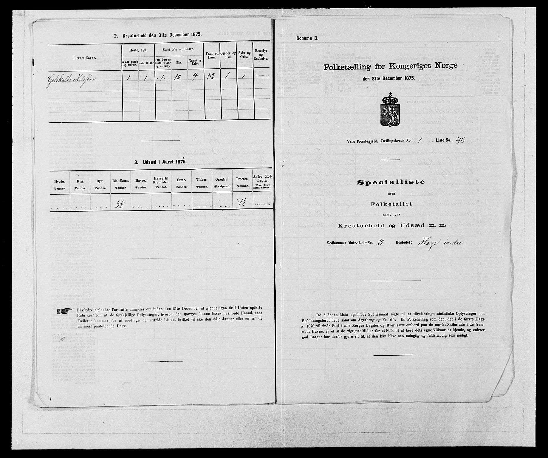 SAB, 1875 census for 1235P Voss, 1875, p. 137