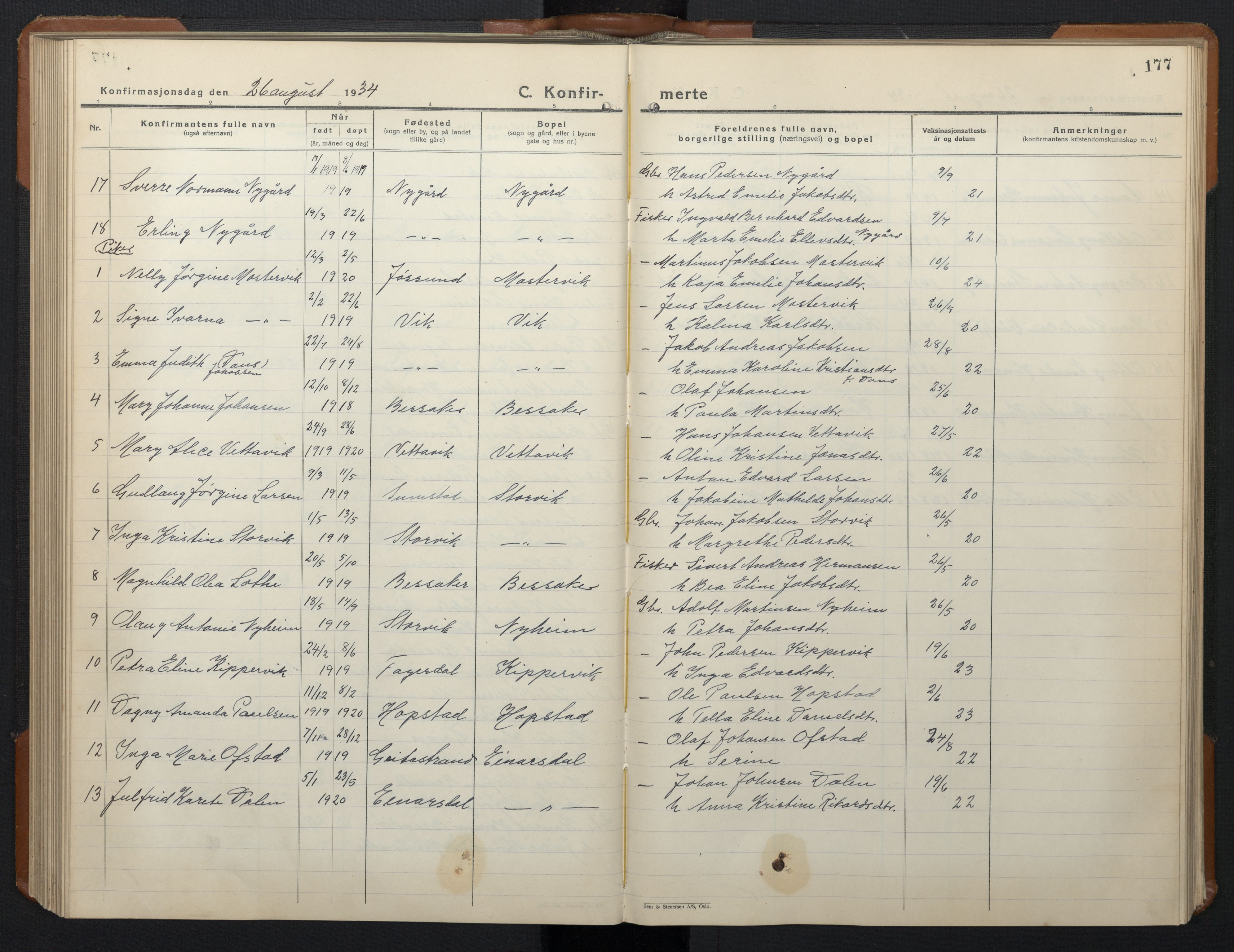 Ministerialprotokoller, klokkerbøker og fødselsregistre - Sør-Trøndelag, AV/SAT-A-1456/657/L0718: Parish register (copy) no. 657C05, 1923-1948, p. 177