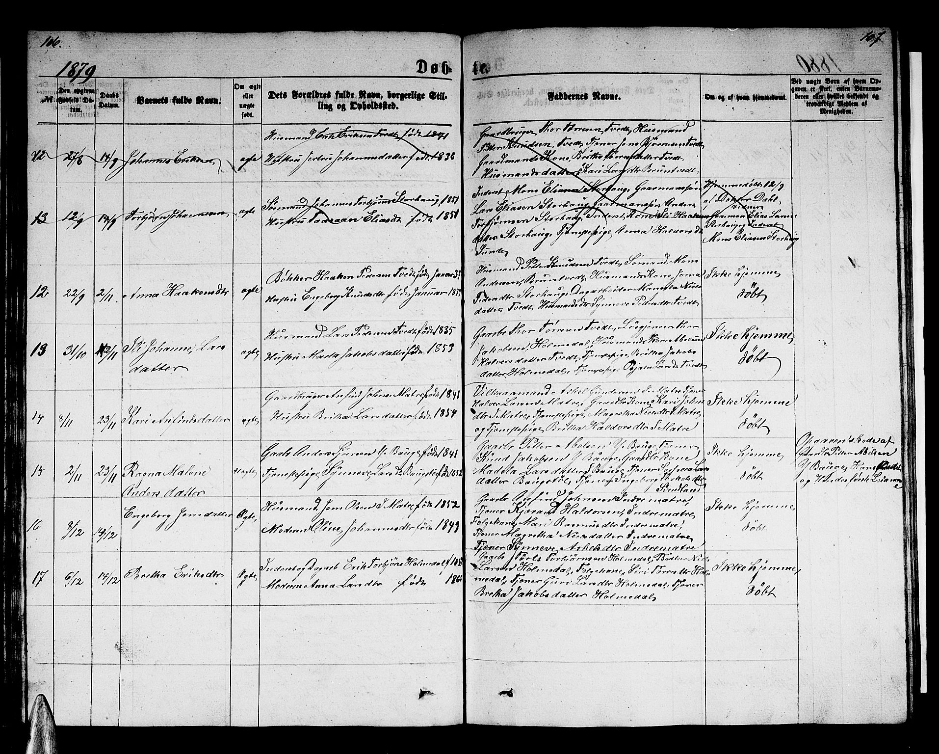 Husnes Sokneprestembete, AV/SAB-A-75901/H/Hab: Parish register (copy) no. B 1, 1860-1883, p. 106-107