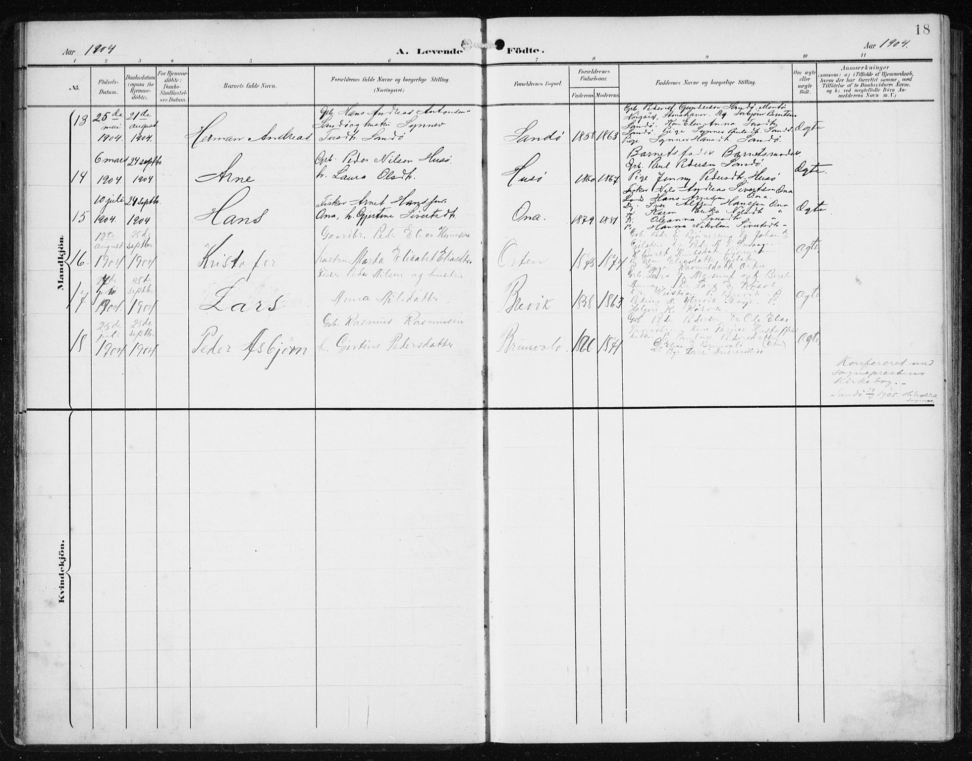 Ministerialprotokoller, klokkerbøker og fødselsregistre - Møre og Romsdal, AV/SAT-A-1454/561/L0733: Parish register (copy) no. 561C03, 1900-1940, p. 18