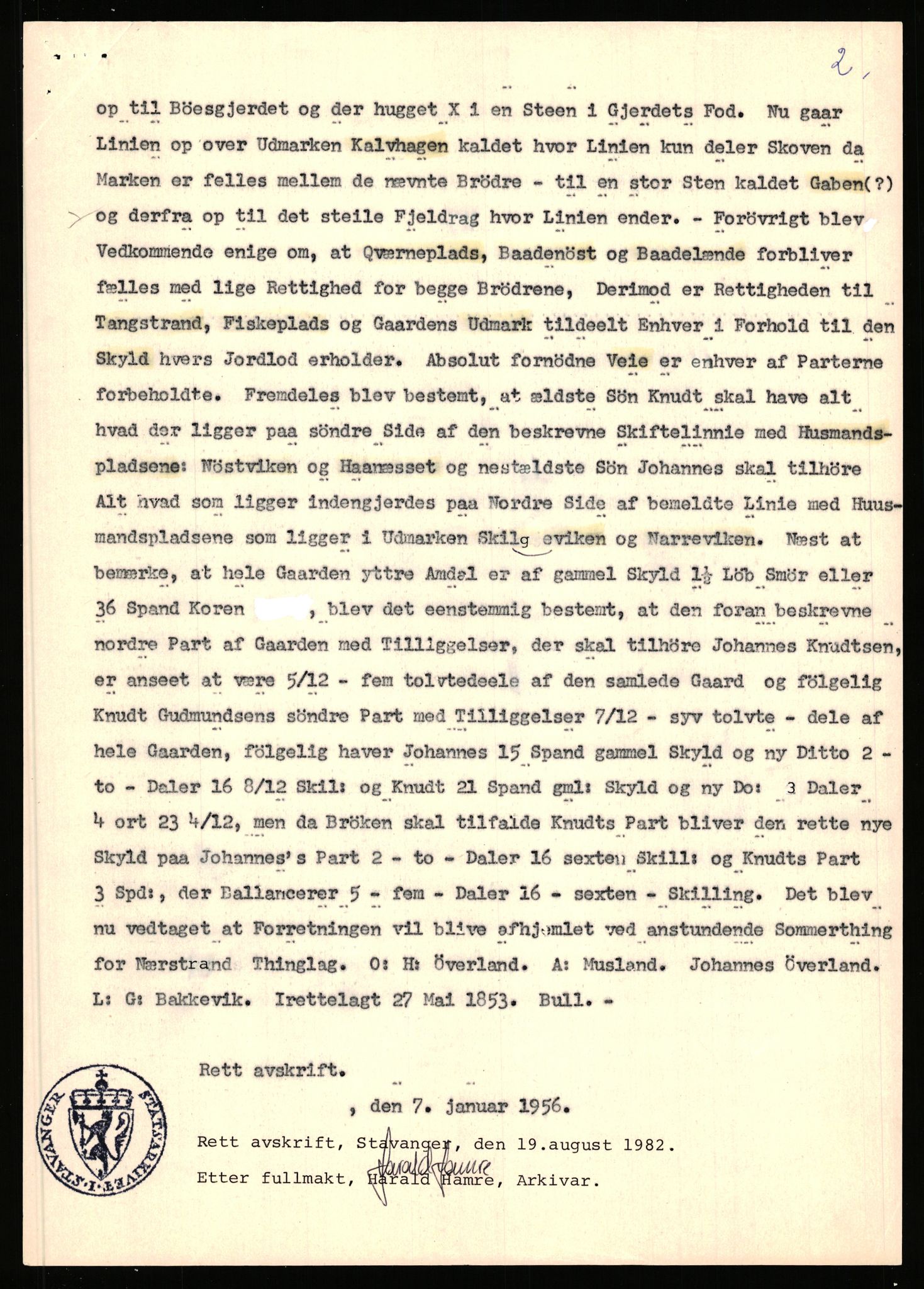 Statsarkivet i Stavanger, AV/SAST-A-101971/03/Y/Yj/L0002: Avskrifter sortert etter gårdsnavn: Amdal indre - Askeland, 1750-1930, p. 29