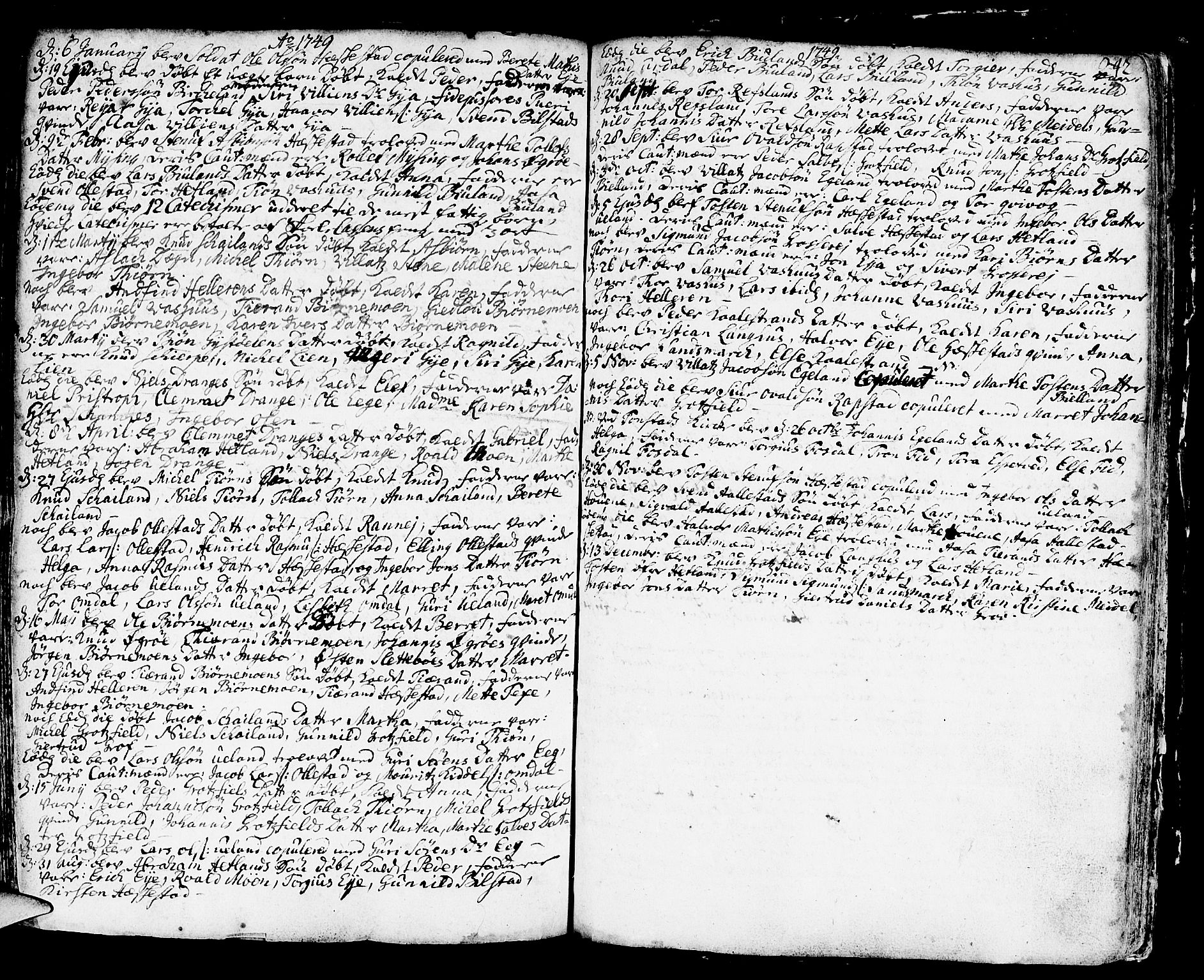 Helleland sokneprestkontor, SAST/A-101810: Parish register (official) no. A 1 /3, 1713-1761, p. 242