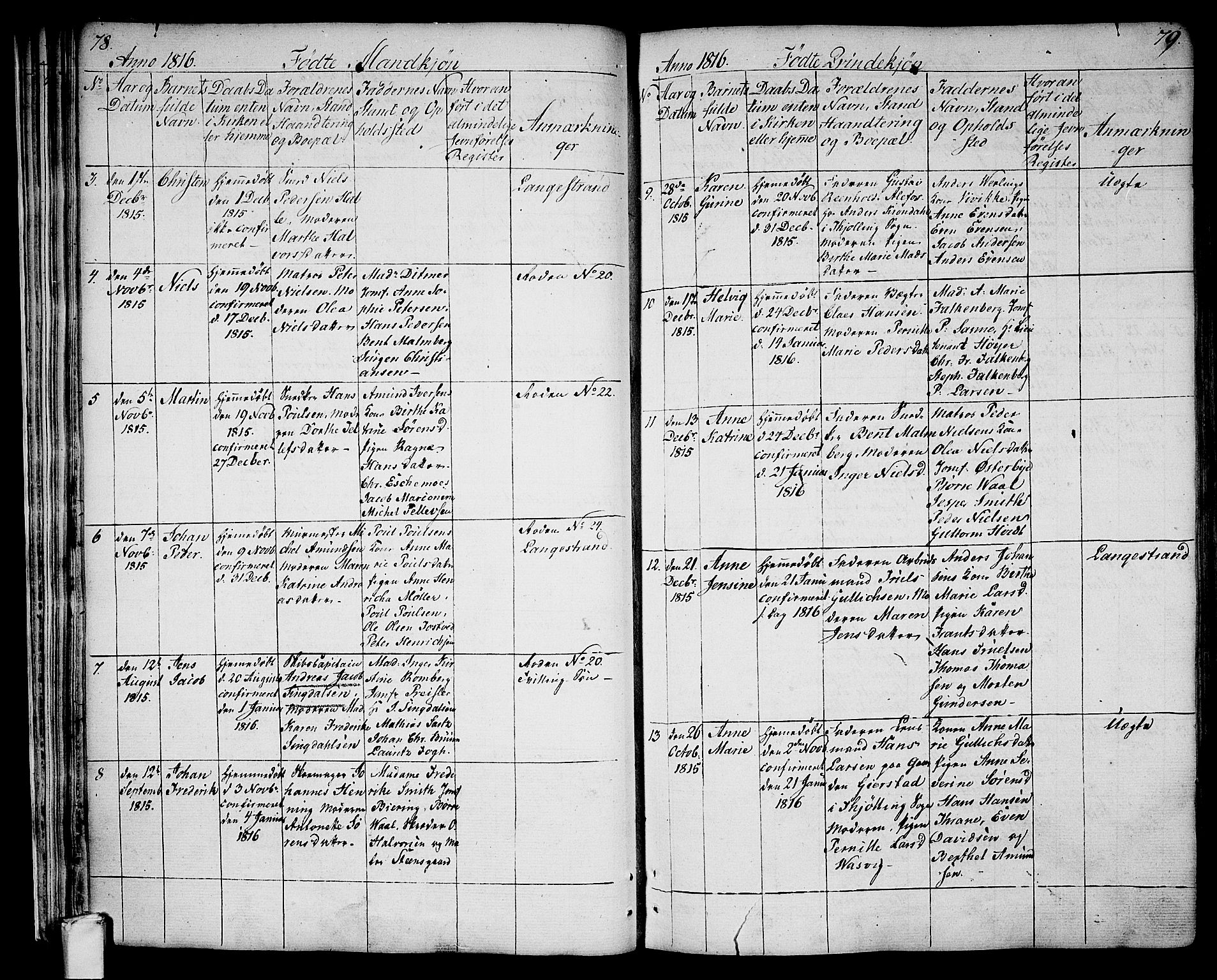 Larvik kirkebøker, AV/SAKO-A-352/G/Ga/L0002: Parish register (copy) no. I 2, 1807-1830, p. 78-79