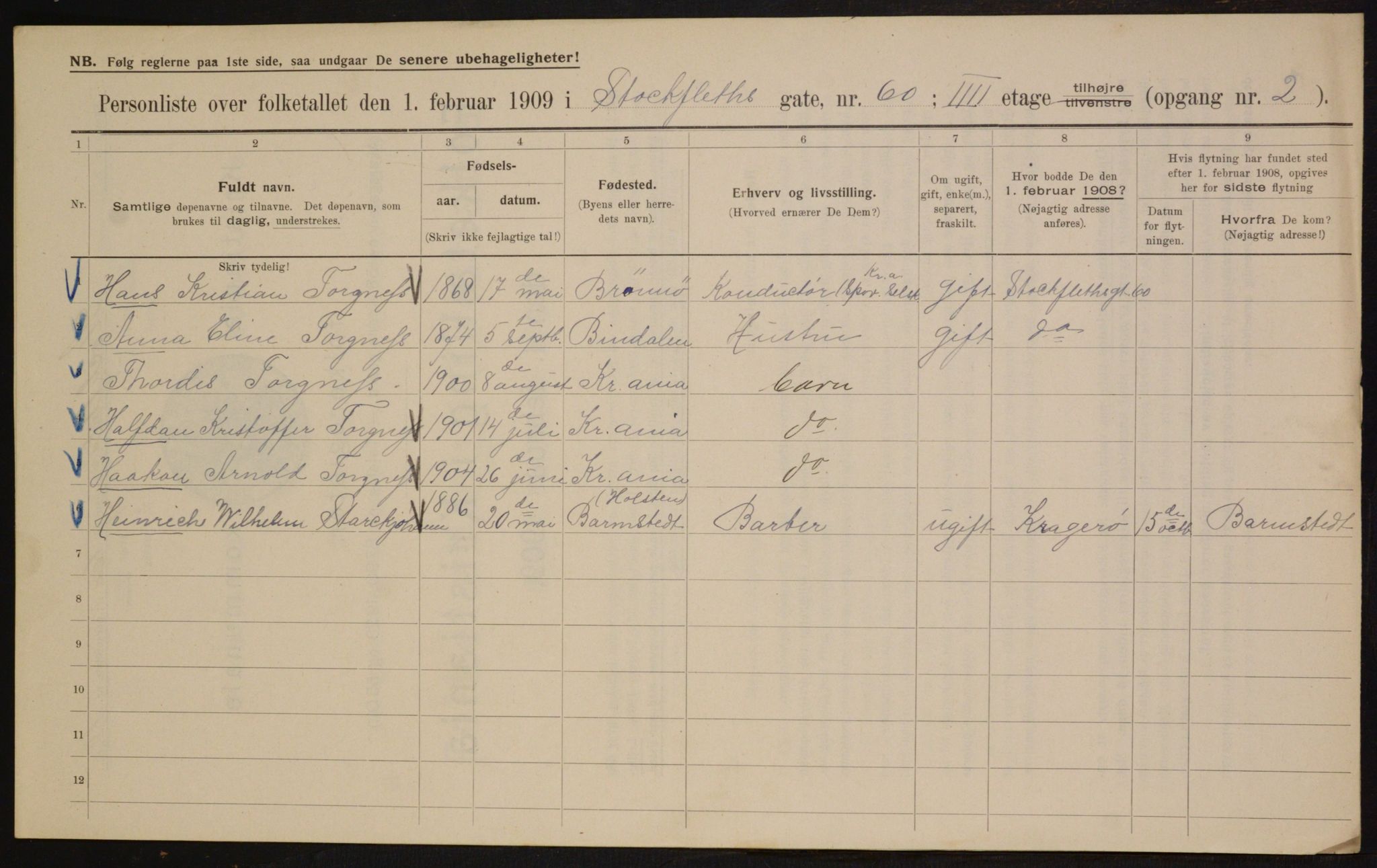 OBA, Municipal Census 1909 for Kristiania, 1909, p. 92585