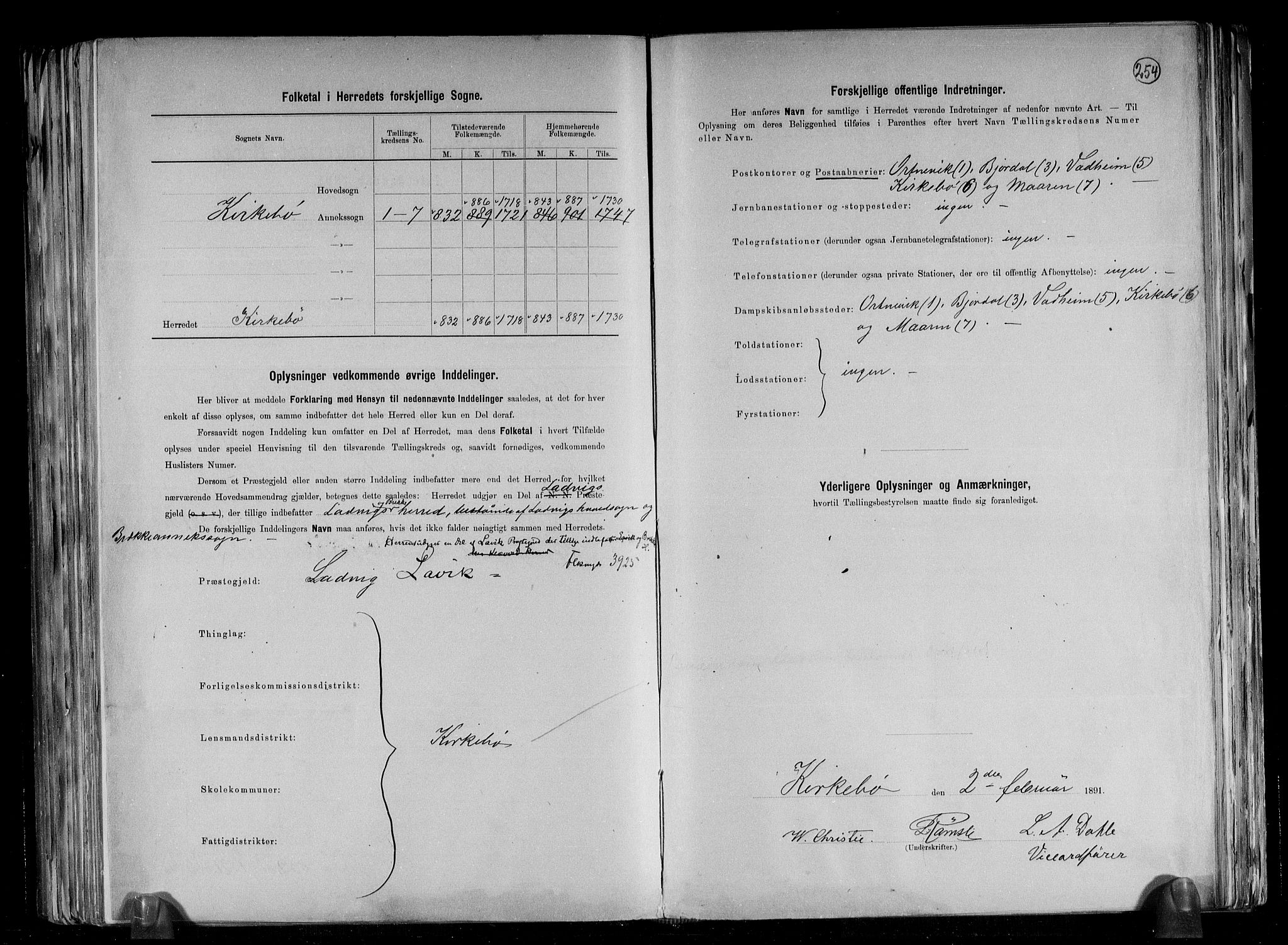 RA, 1891 census for 1416 Kyrkjebø, 1891, p. 3