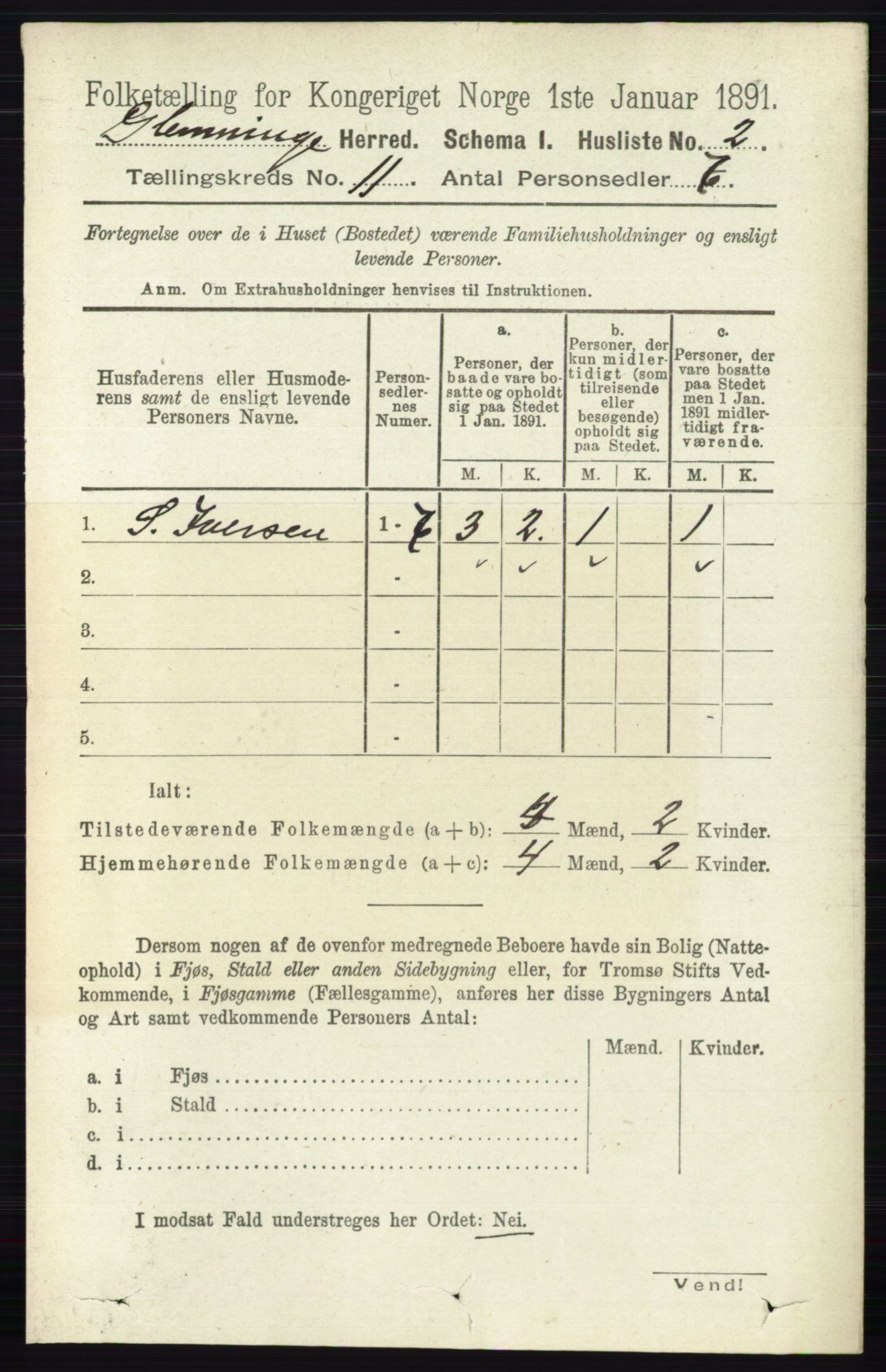 RA, 1891 census for 0132 Glemmen, 1891, p. 10533