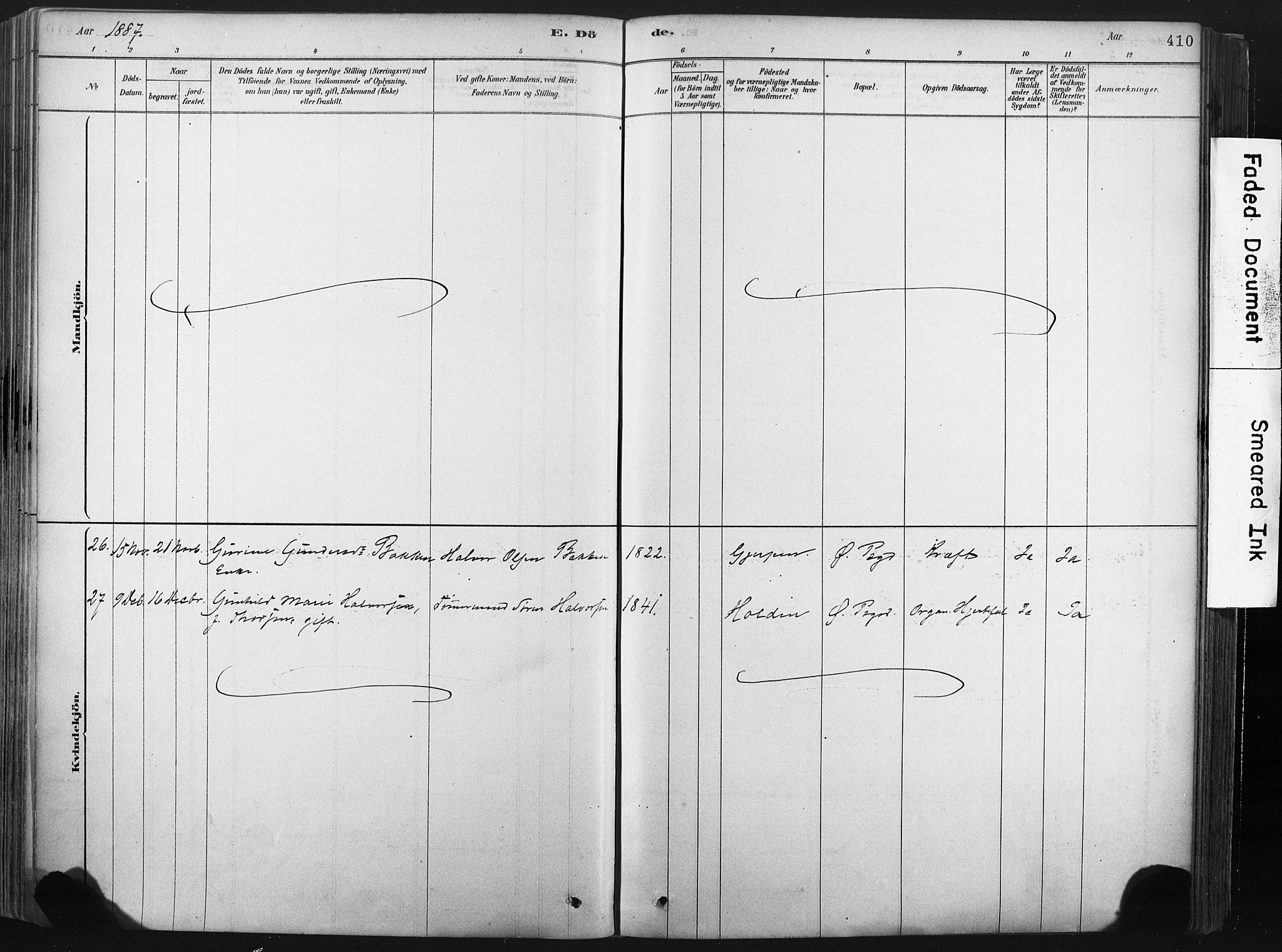 Porsgrunn kirkebøker , AV/SAKO-A-104/F/Fa/L0008: Parish register (official) no. 8, 1878-1895, p. 410