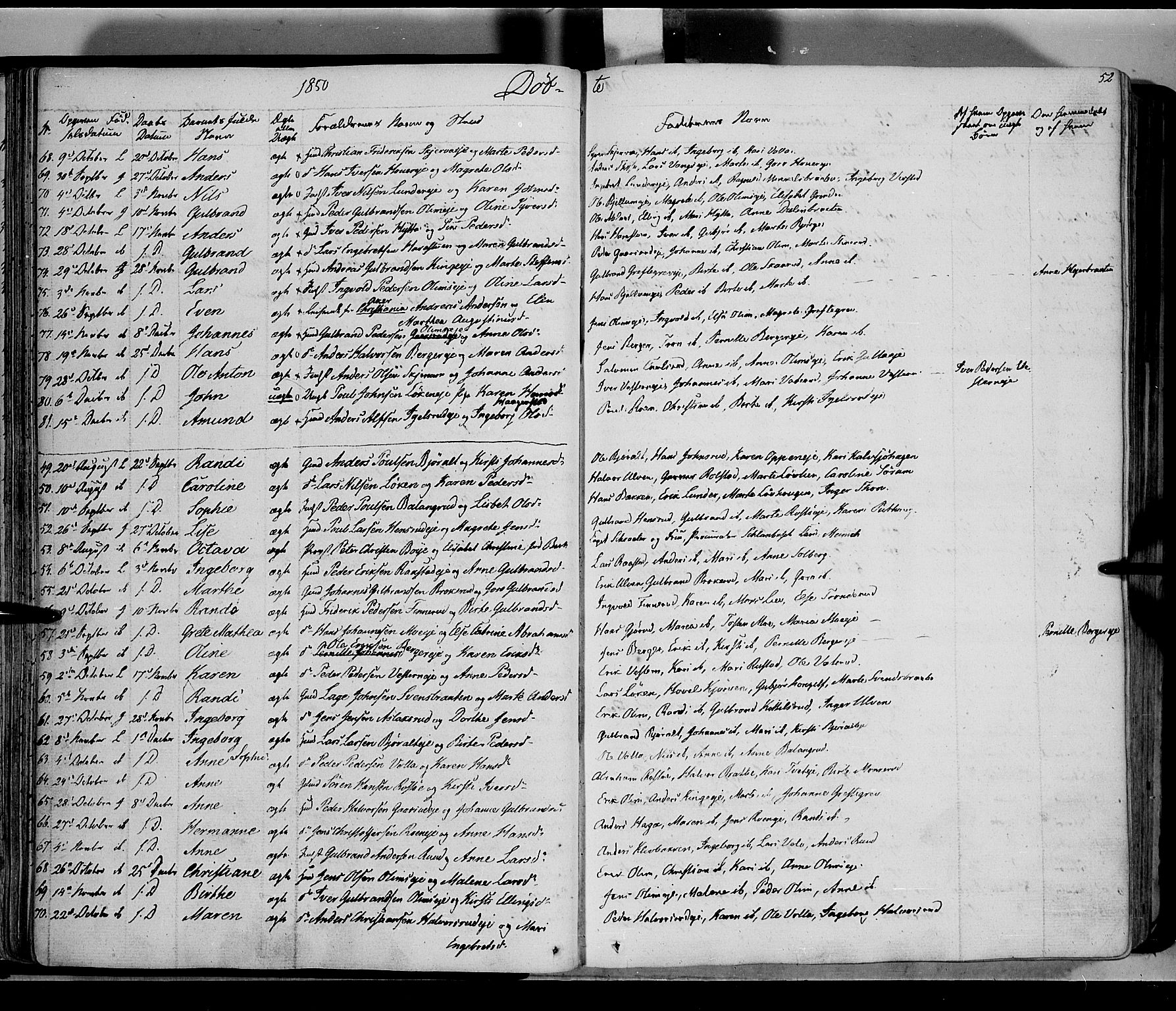 Jevnaker prestekontor, SAH/PREST-116/H/Ha/Haa/L0006: Parish register (official) no. 6, 1837-1857, p. 52