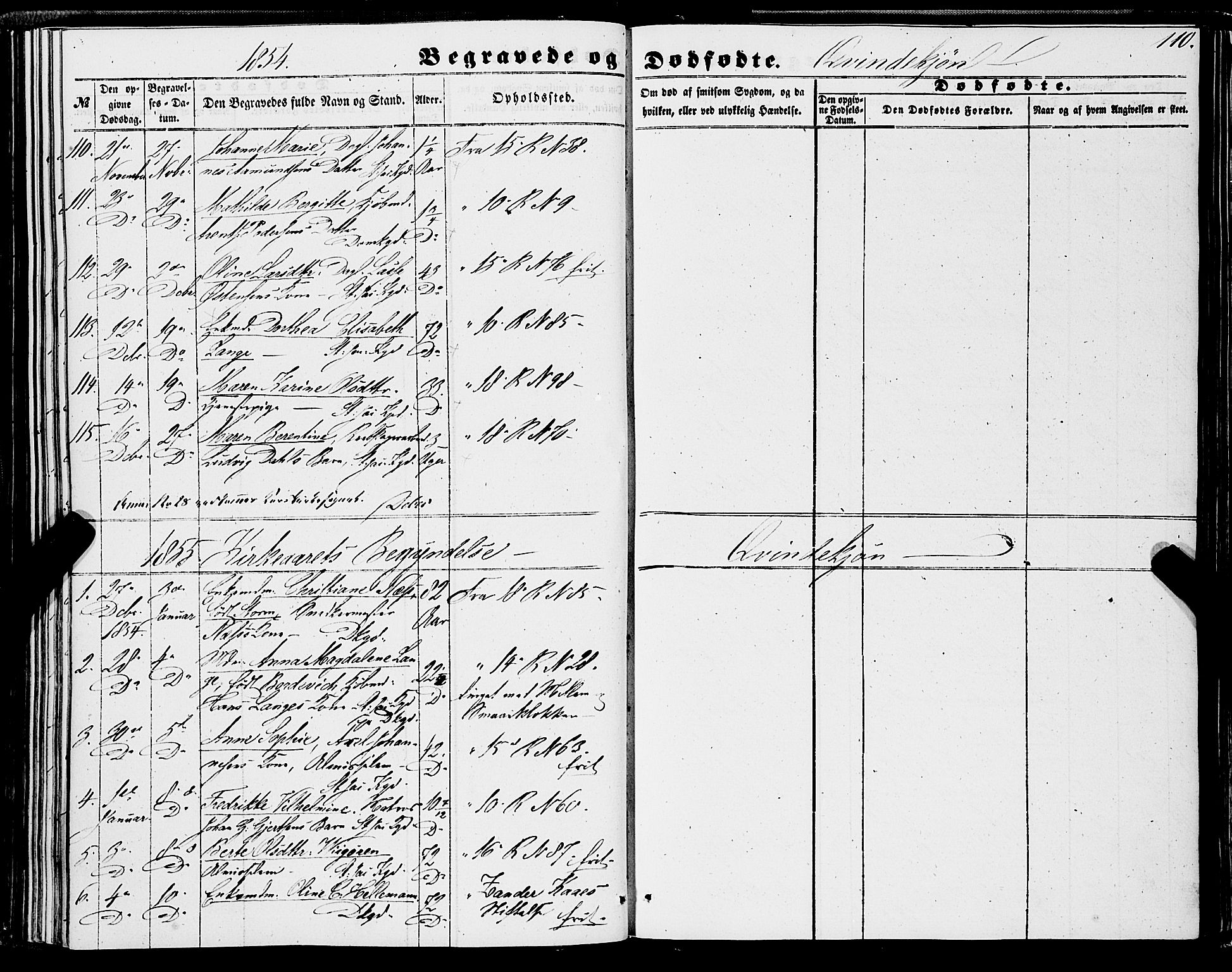 Domkirken sokneprestembete, SAB/A-74801/H/Haa/L0041: Parish register (official) no. E 2, 1853-1863, p. 110