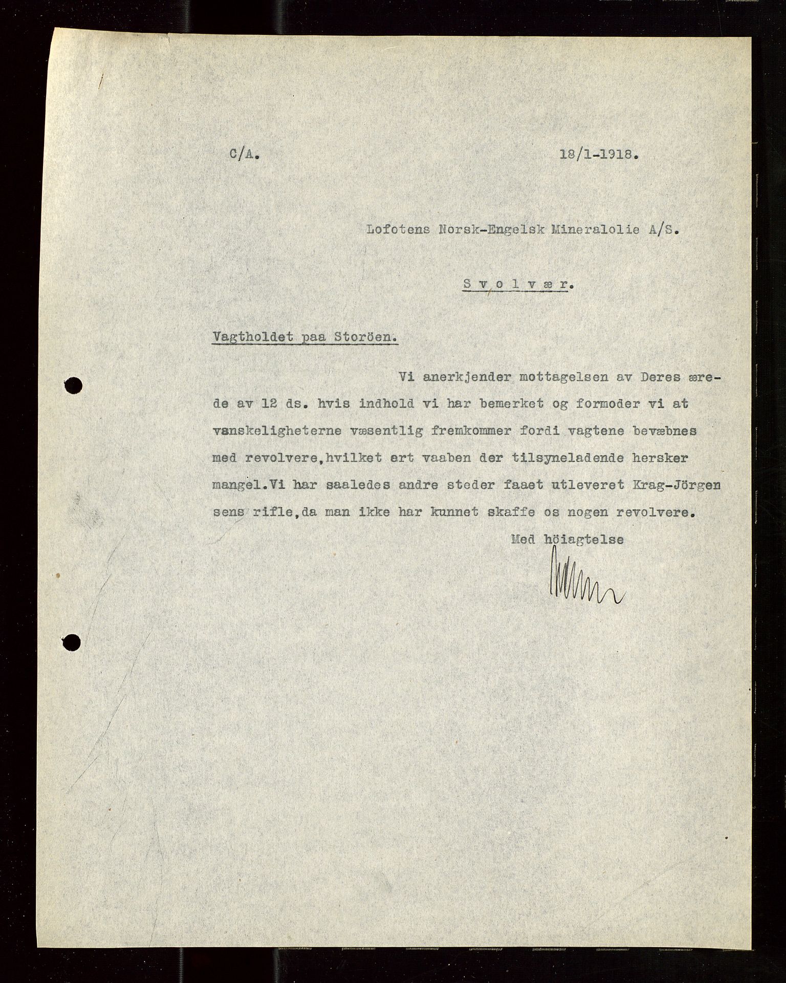 Pa 1521 - A/S Norske Shell, AV/SAST-A-101915/E/Ea/Eaa/L0022: Sjefskorrespondanse, 1918, p. 64