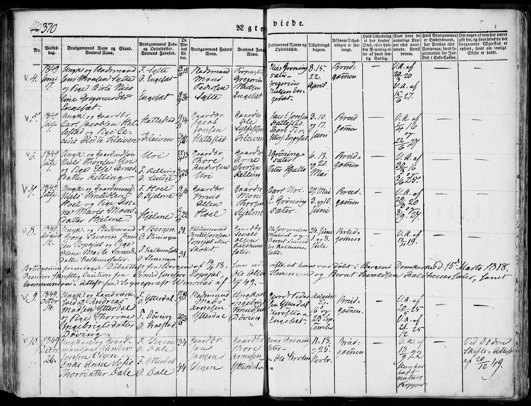 Ministerialprotokoller, klokkerbøker og fødselsregistre - Møre og Romsdal, SAT/A-1454/519/L0248: Parish register (official) no. 519A07, 1829-1860, p. 370