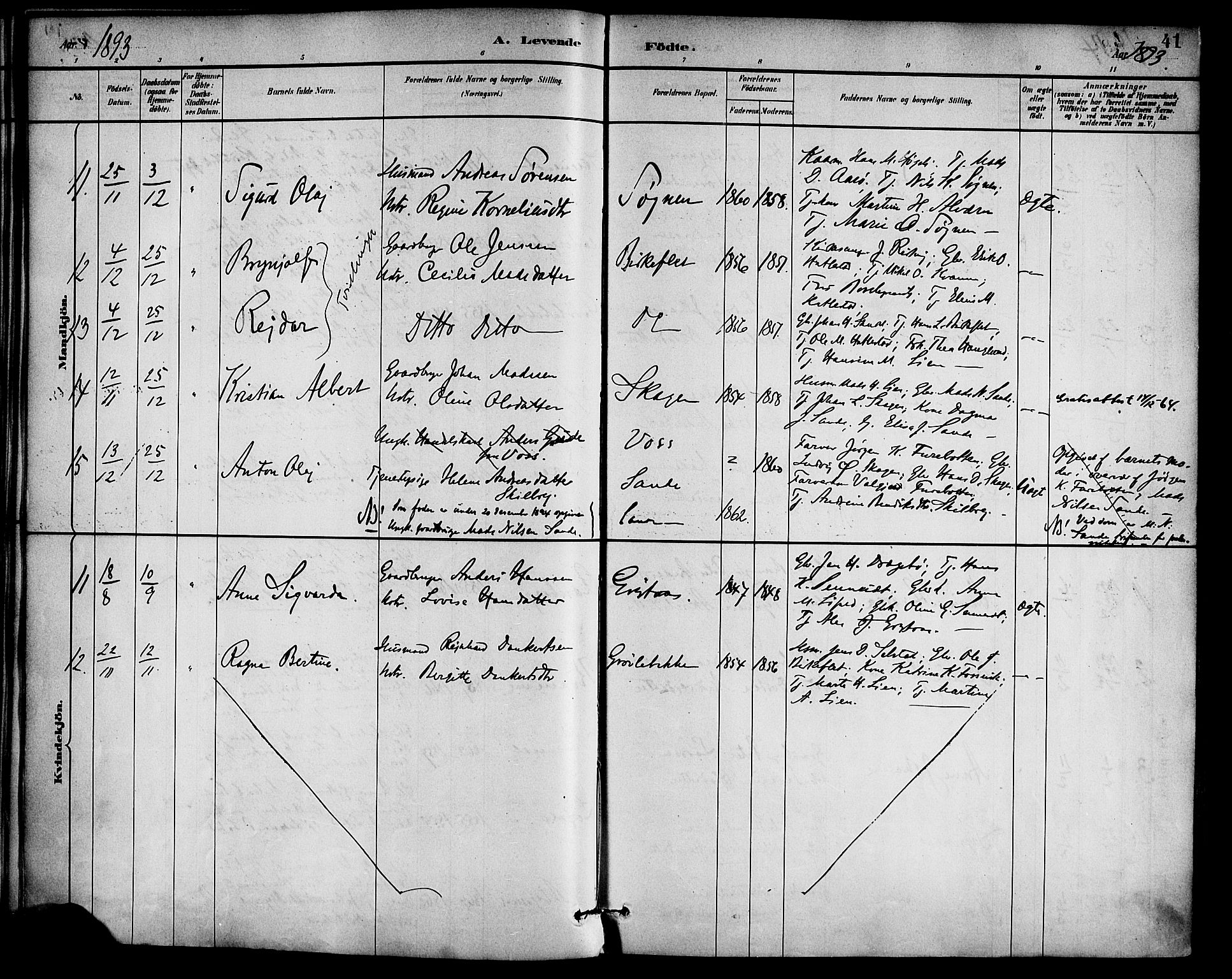Gaular sokneprestembete, SAB/A-80001/H/Haa: Parish register (official) no. B 1, 1882-1897, p. 41