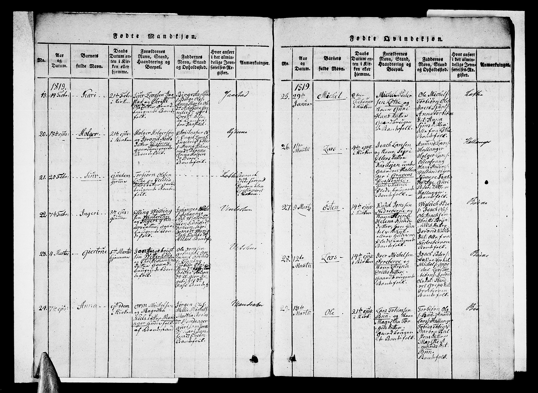 Ullensvang sokneprestembete, AV/SAB-A-78701/H/Haa: Parish register (official) no. A 9, 1819-1826