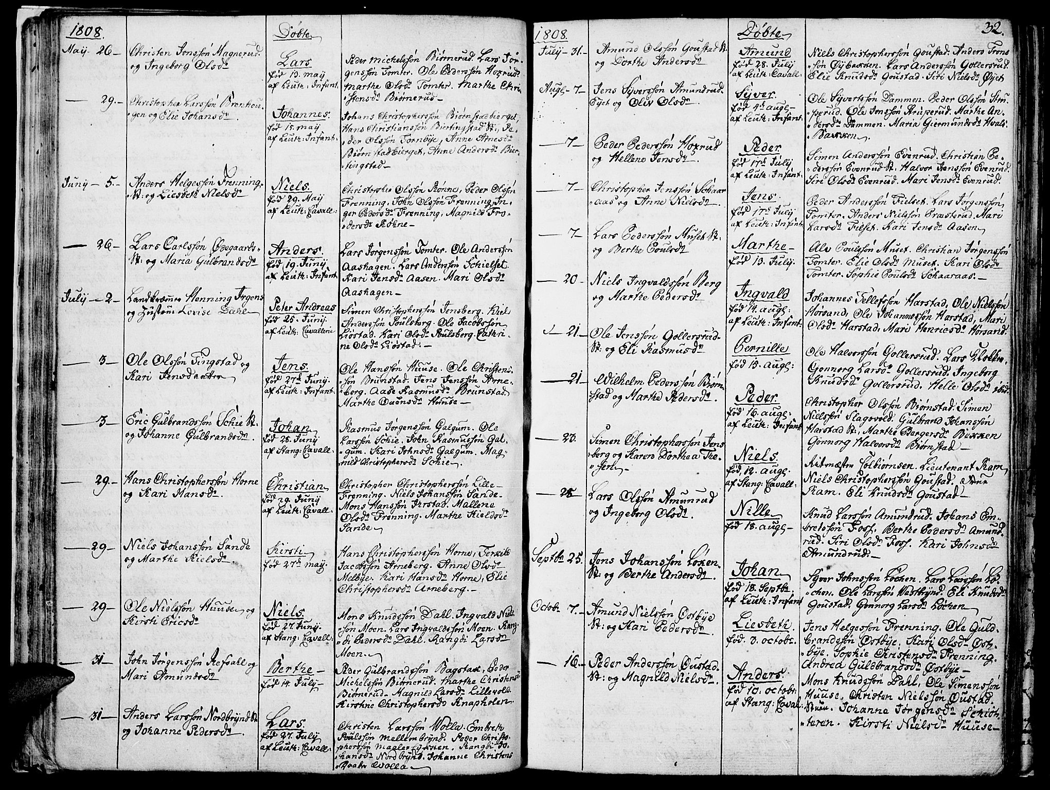 Romedal prestekontor, SAH/PREST-004/K/L0001: Parish register (official) no. 1, 1799-1814, p. 32