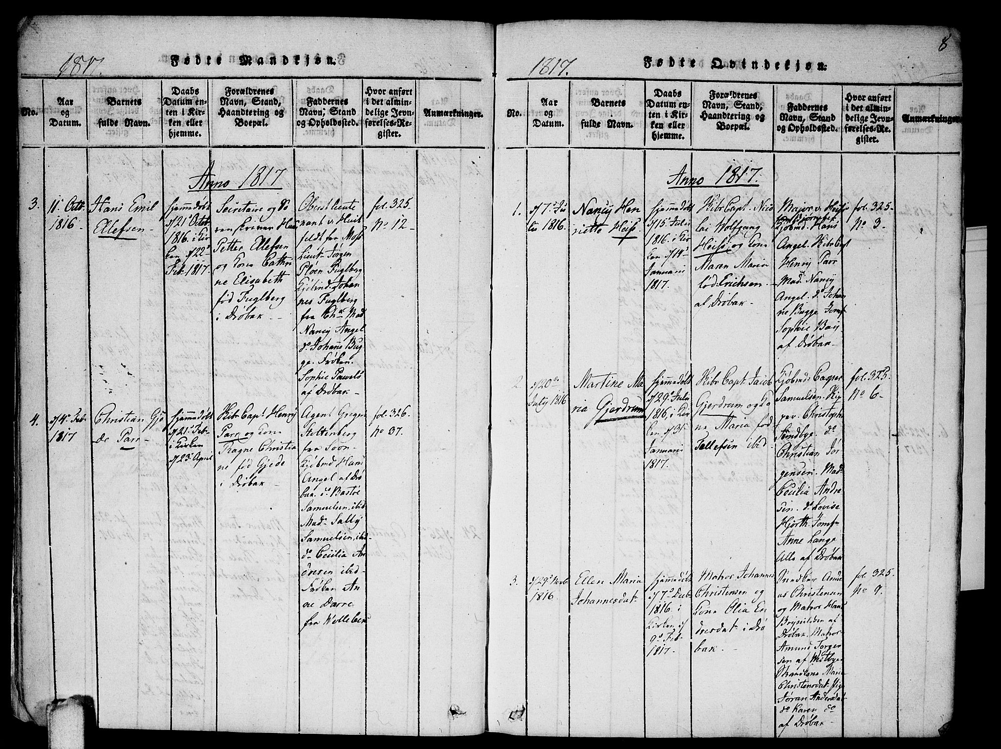 Drøbak prestekontor Kirkebøker, SAO/A-10142a/F/Fa/L0001: Parish register (official) no. I 1, 1816-1842, p. 8