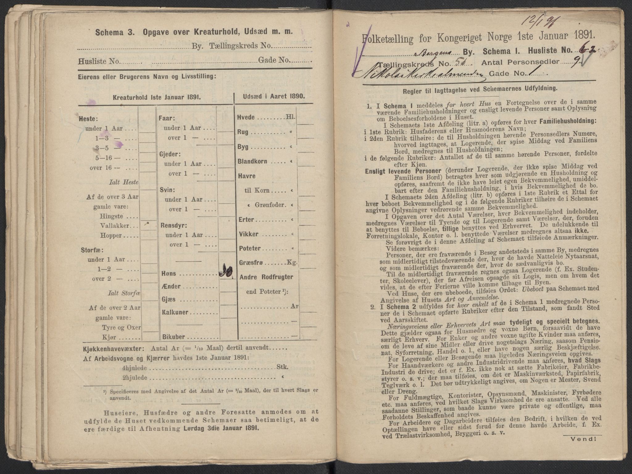 RA, 1891 Census for 1301 Bergen, 1891, p. 8444